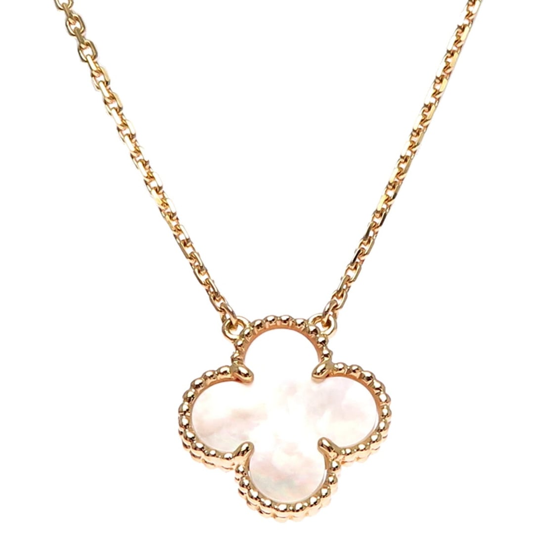 Van Cleef & Arpels Vintage Alhambra Women's Necklace, 750 Yellow Gold: --- Catalog ---Category: SizePendant Size: 14.8mm x 14.8mm / 0.58'' x 0.58''Neck Circumference: 41.5 cm / 16.33''Category: DesignGender: WomenMaterial: Yellow gold (18K)Necklace Type: