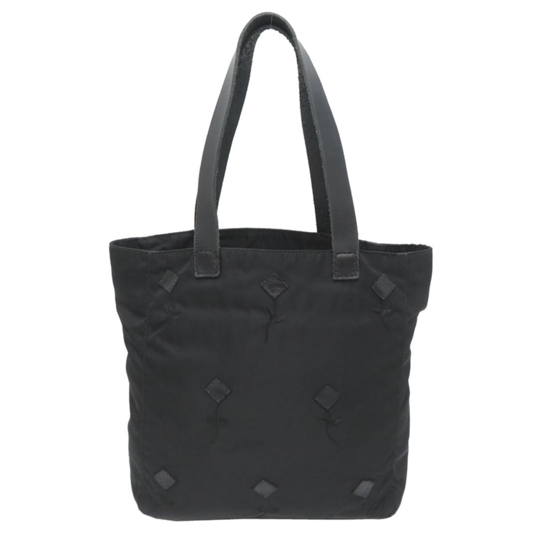 Prada Vintage Nylon Flower Women's Tote Bag, Nero (Black): --- Catalog ---Category: SizeSize (HxWxD): 25cm x 14cm x 10cm / 9.84'' x 5.51'' x 3.93''Category: DesignType: Tote bagColor: BlackGender: WomenMaterial: Nylon Category: GeneralBrand: PradaCountry of