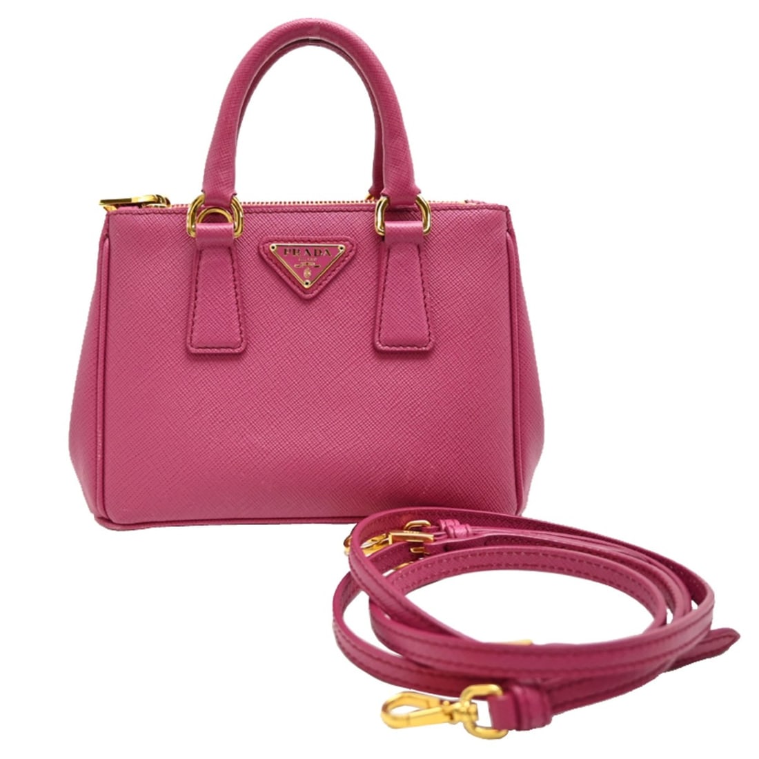 Prada Mini Galleria Women's Handbag BN2842 Saffiano Lux Fuxia (1 of 10)