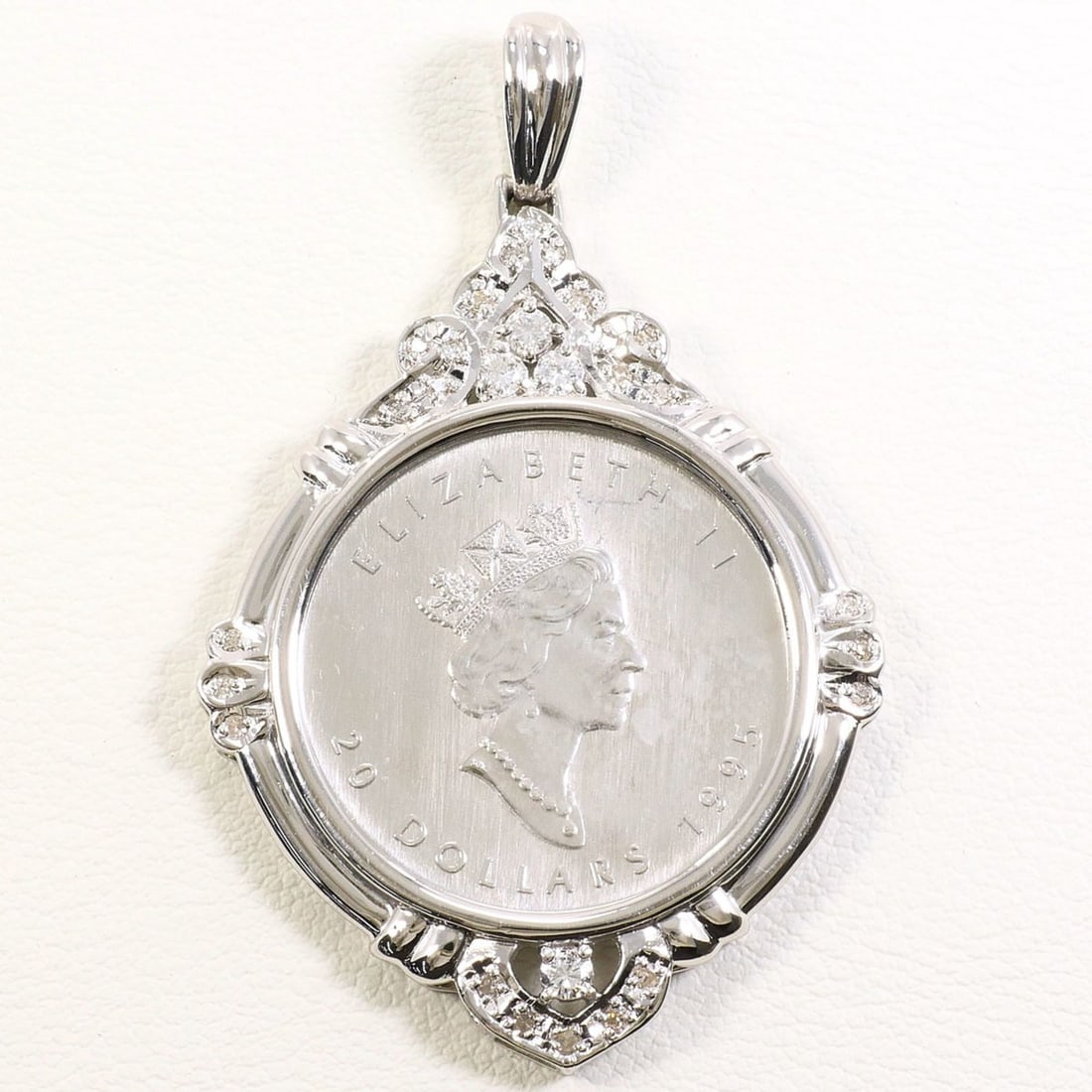 Maple Leaf PT1000 Platinum PT900 Pendant Top 1.2 oz (1.2 oz) Coin-shaped Diamond 0.36ct with (1 of 14)