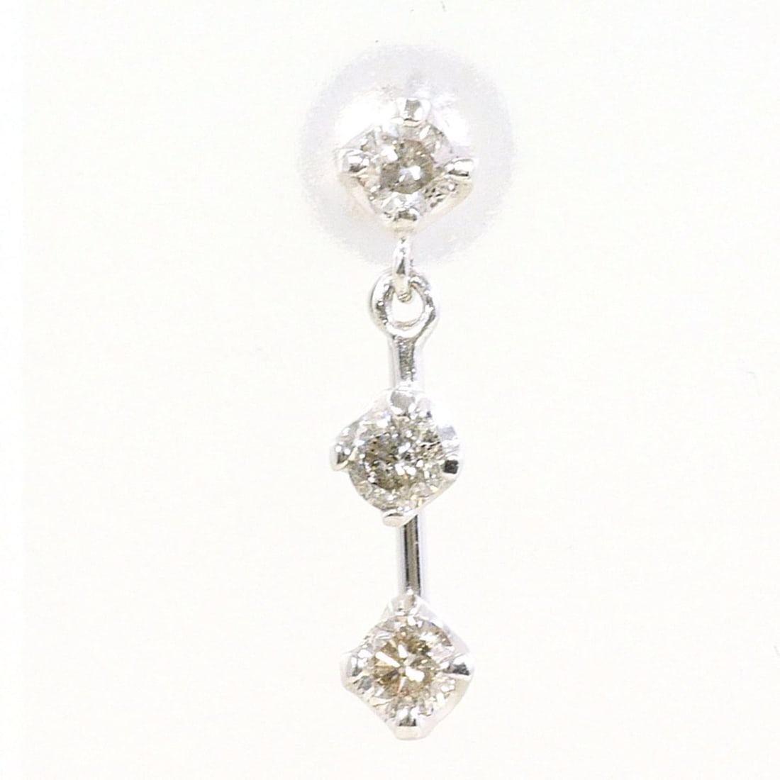 K14 14K WG White Gold Earring (Single Earring) with 0.15ct Diamond, Total Weight 0.2g, Like New (1 of 16)