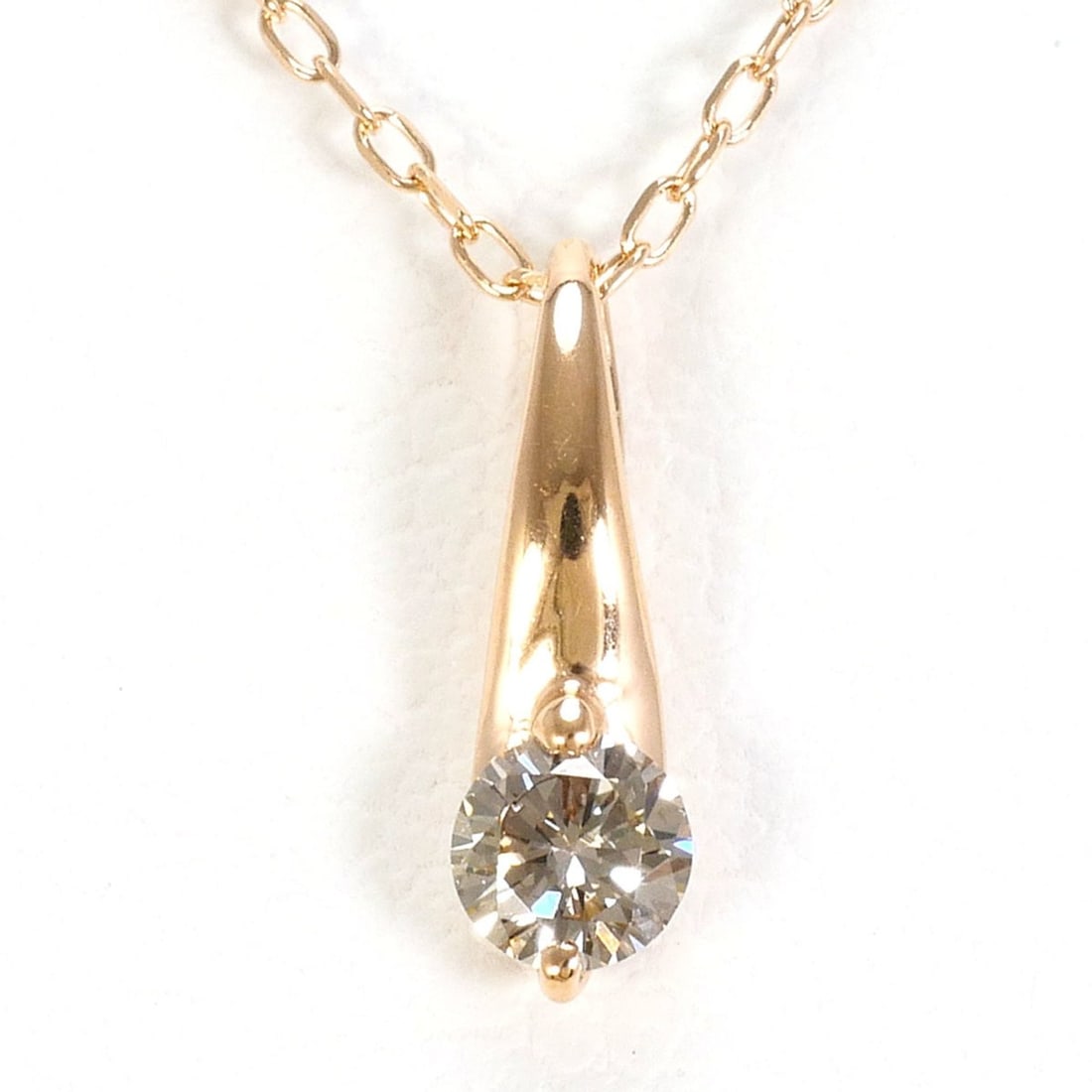 K10 10K PG Pink Gold Necklace with 0.08ct Diamond, Total Weight 0.7g, 40cm, Like New Condition (1 of 15)