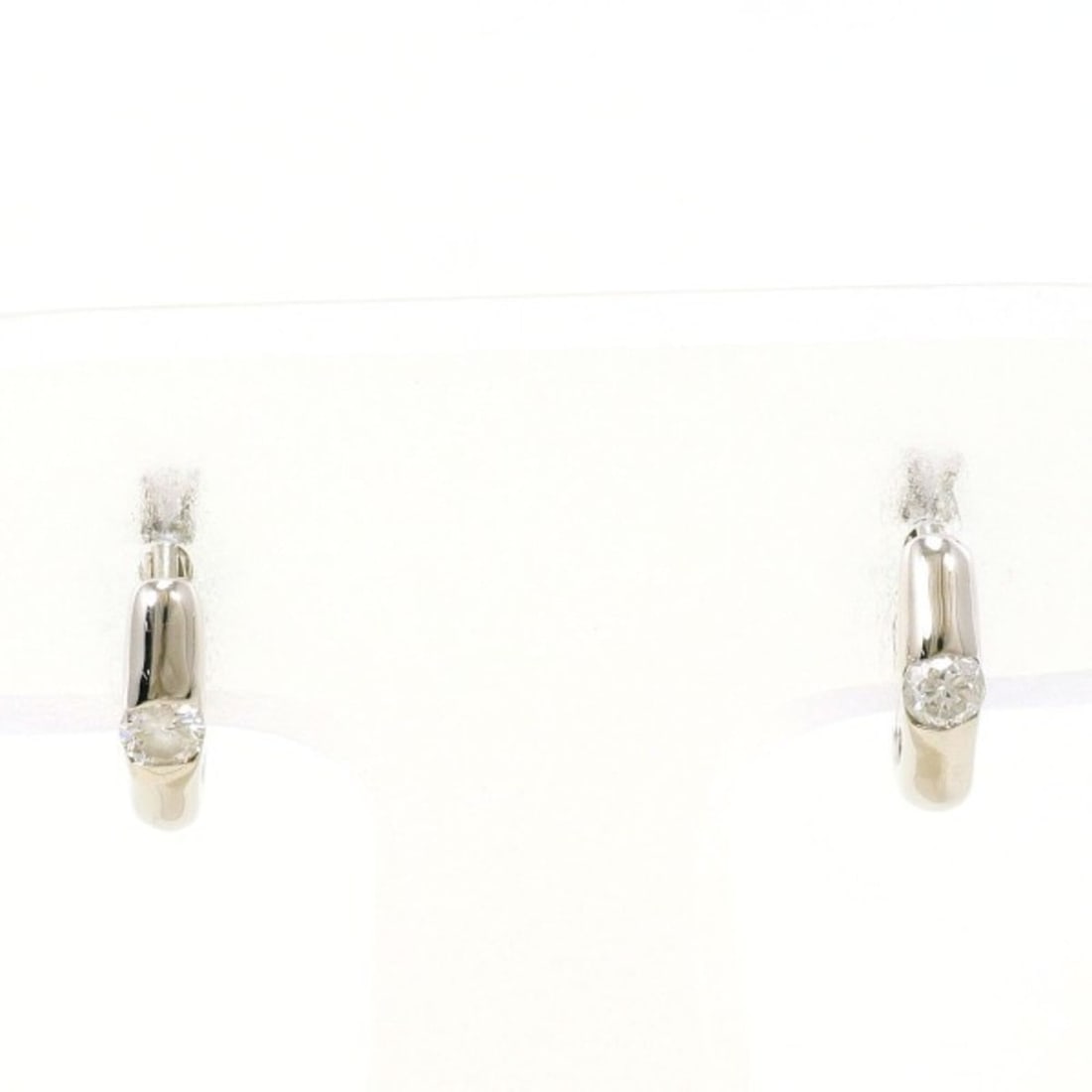 PT900 Platinum Earrings with 0.06mm Diamonds (x2), Total Weight Approx. 1.5g, Used/Like New (1 of 20)