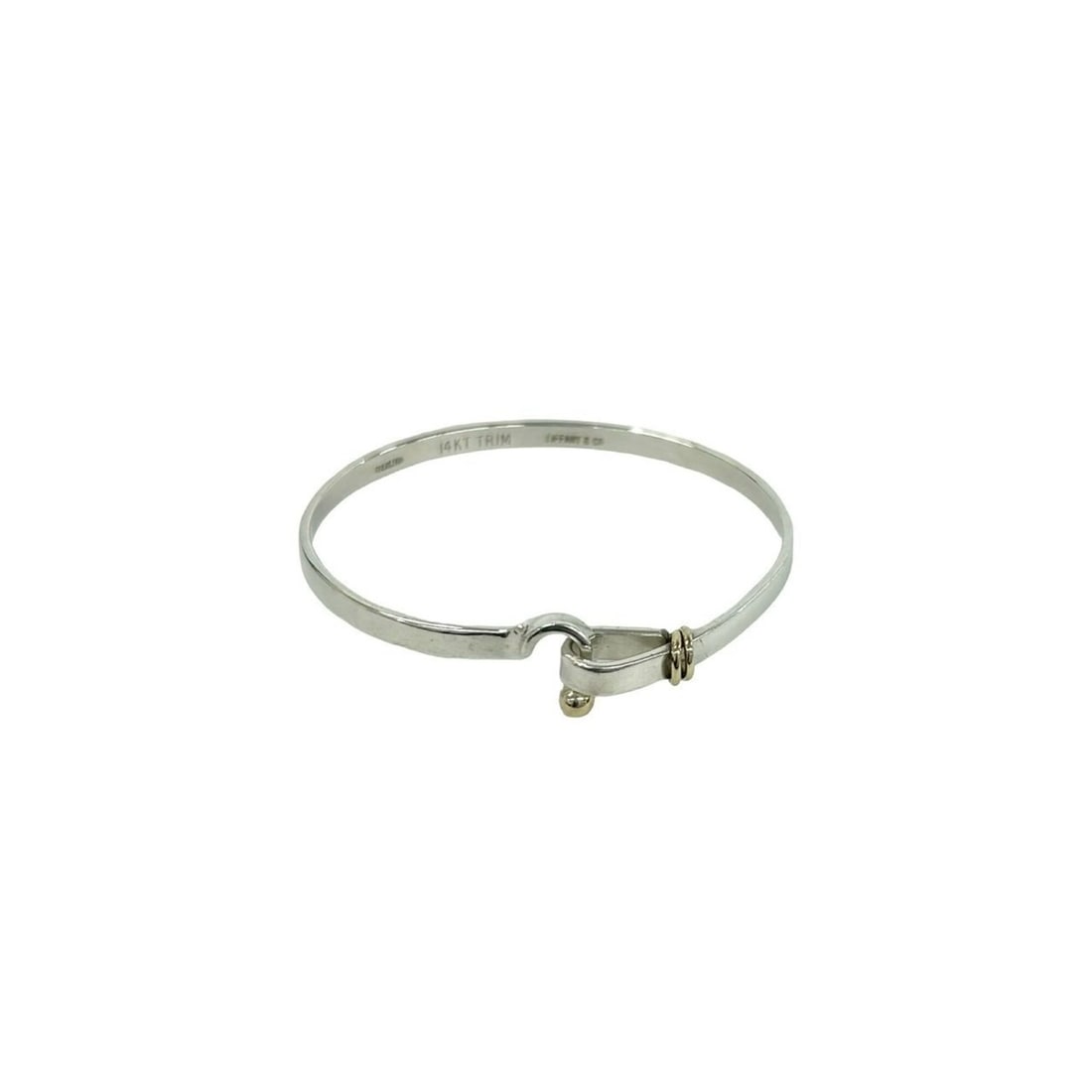 TIFFANY&Co. Tiffany Vintage Hook & Eye Bangle, Sterling Silver 925 14K Yellow Gold Bracelet 623-2: --- Catalog ---Category: SizeLength: 17cm / 6.69''Category: DesignType: BangleColor: Gold, SilverGender: WomenMaterial: Silver 925, Yellow goldCategory: GeneralBrand: Tiffany--- Item List ---Section: 