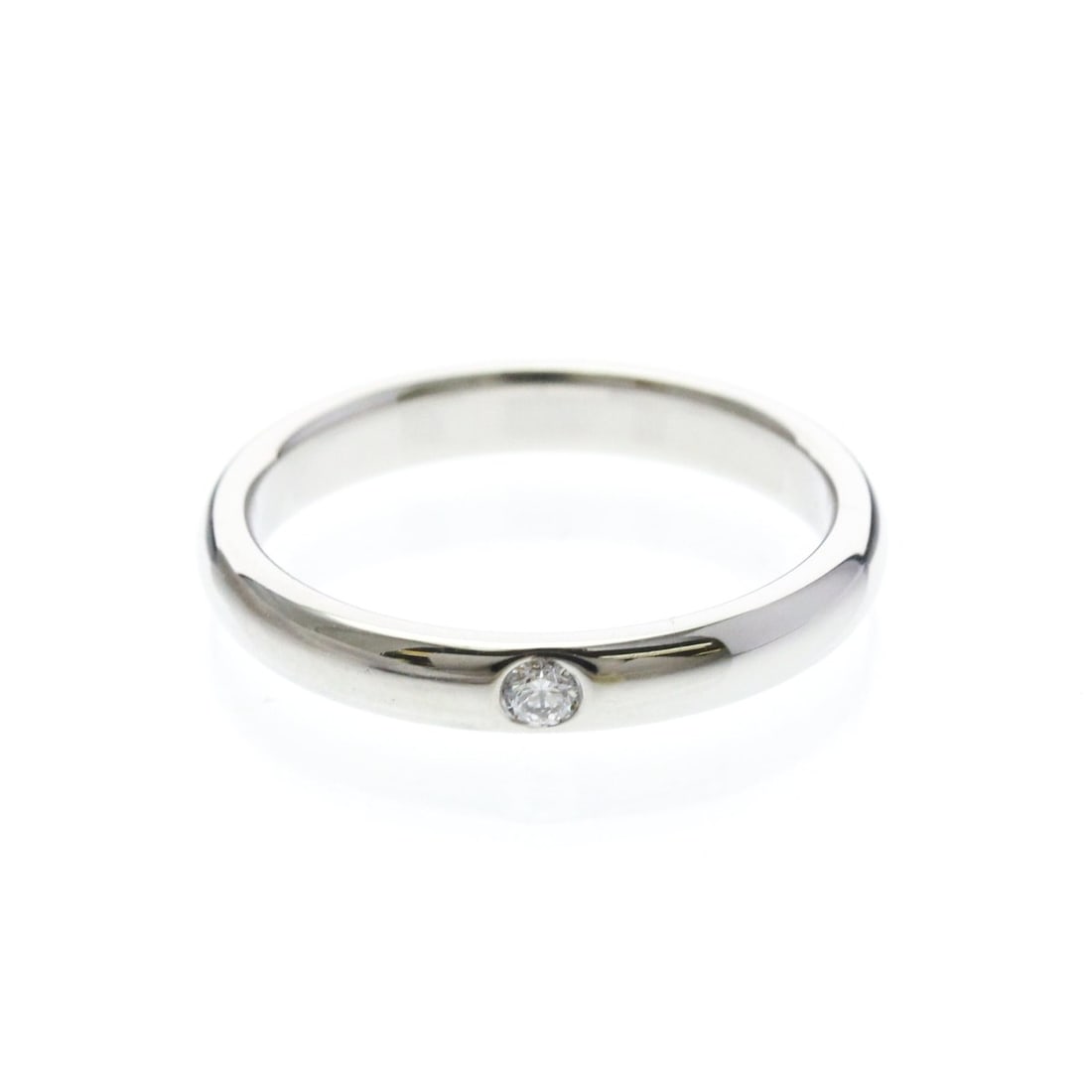 Harry Winston Wedding Ring With 1 Diamond Platinum Fashion Diamond Band Ring Silver (1 of 10)