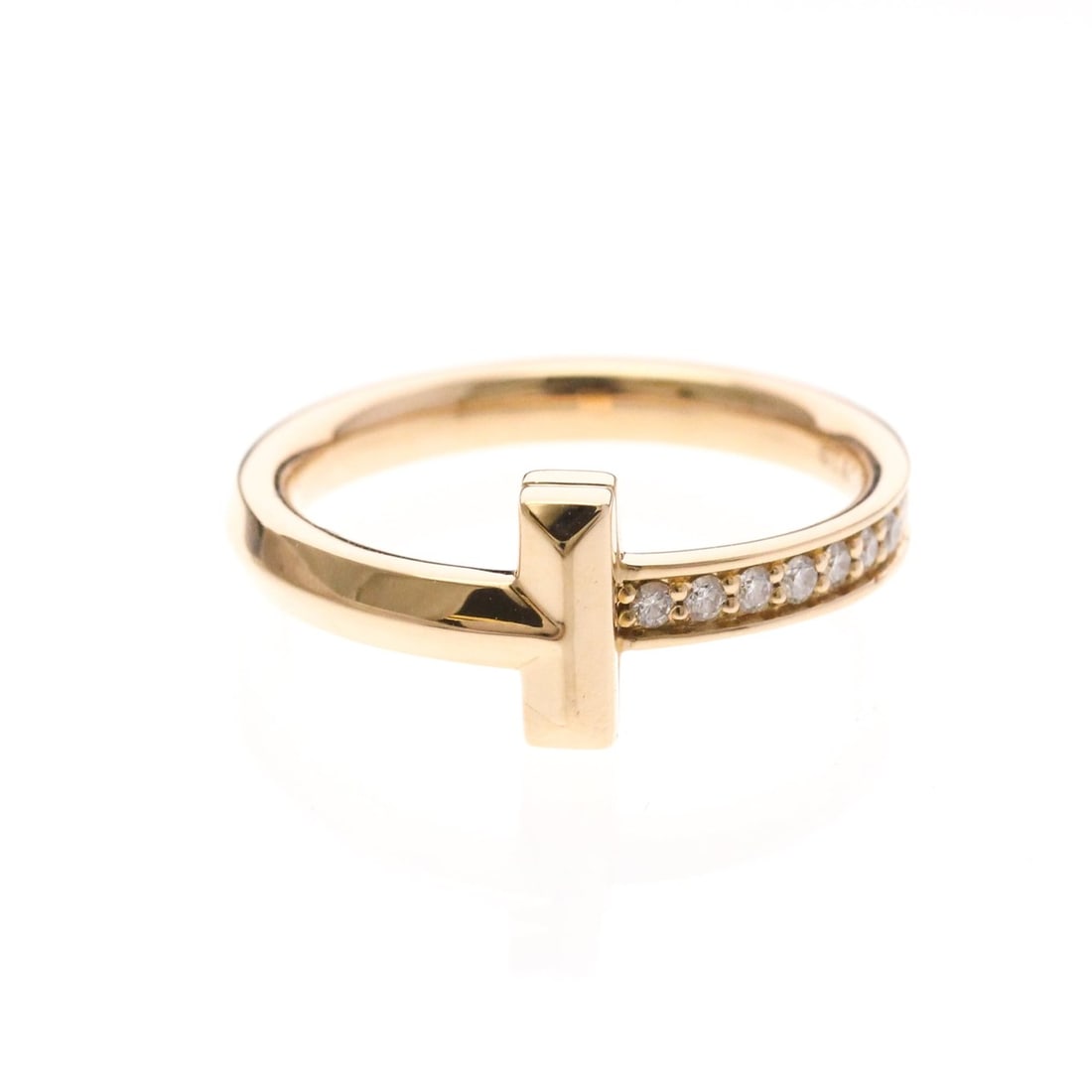 Tiffany T One Narrow Diamond Ring Pink Gold (18K) Fashion Diamond Band Ring Pink Gold (1 of 12)