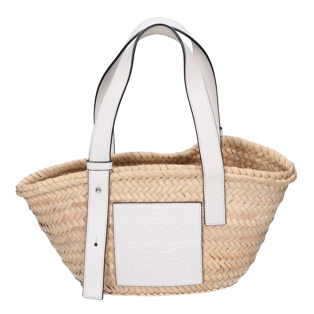 LOEWE Basket Bag Small Palm Leaf & Calfskin Handbag Natural White Women's (1 of 19)