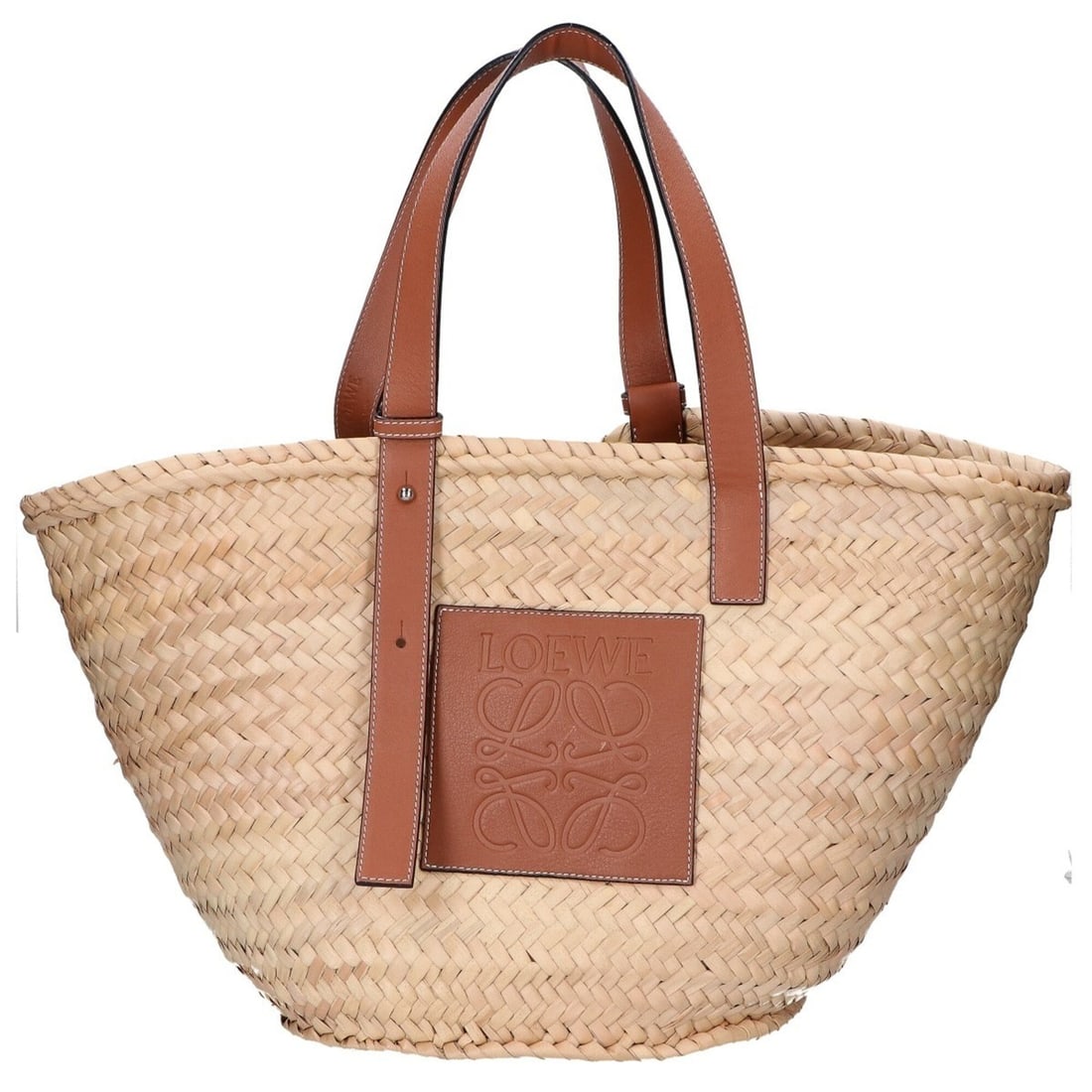 LOEWE Basket Bag, Palm Leaf & Calfskin Handbag, Medium, Natural Tan, Women's (1 of 16)