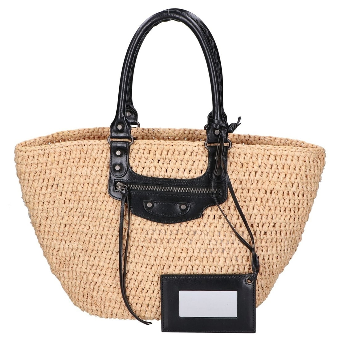 BALENCIAGA 466499 9260 Panier Basket Handbag, Natural Black, Women's (1 of 20)