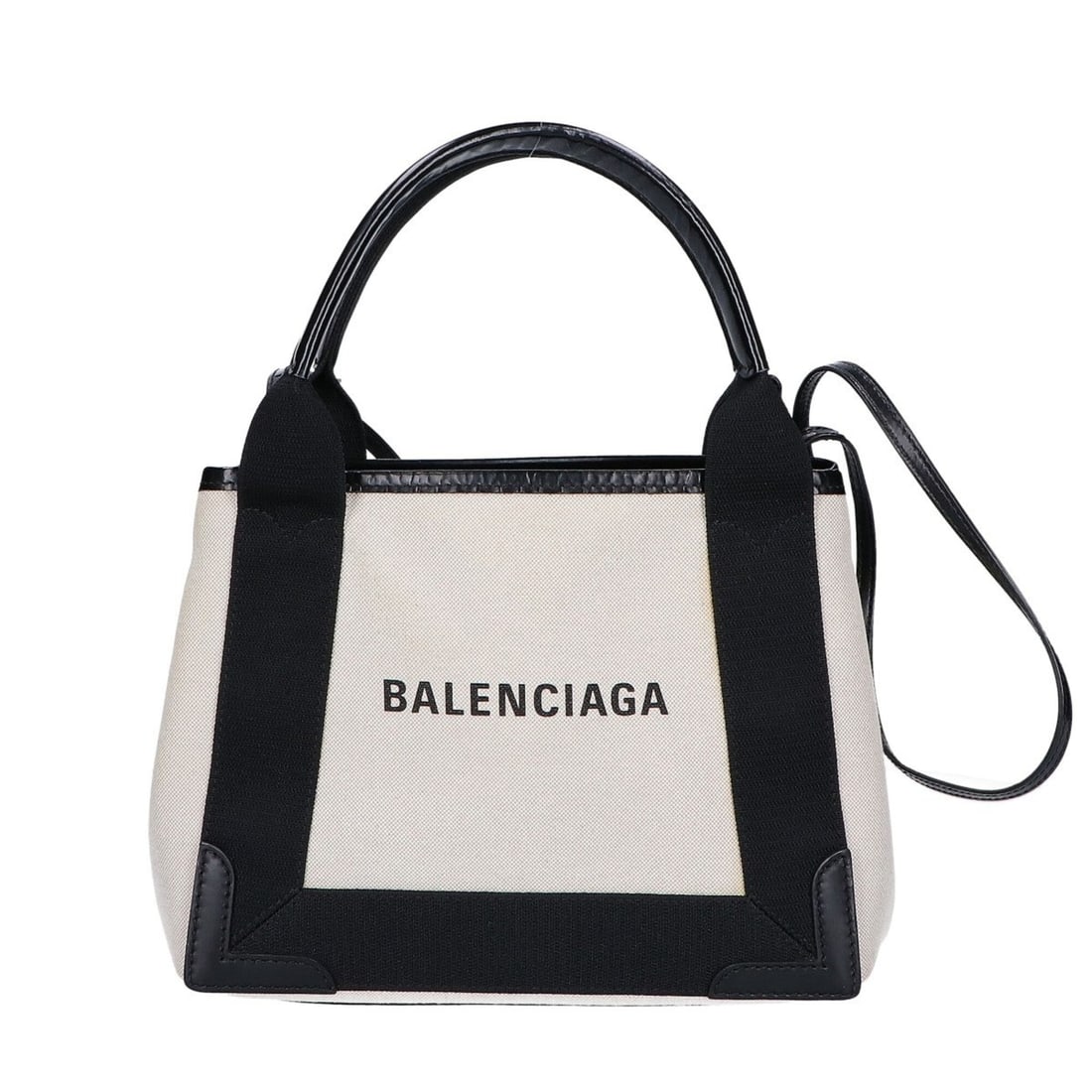 BALENCIAGA 390346 Navy Cabas XS 2-Way Handbag (Ivory/Black) for Women (1 of 20)