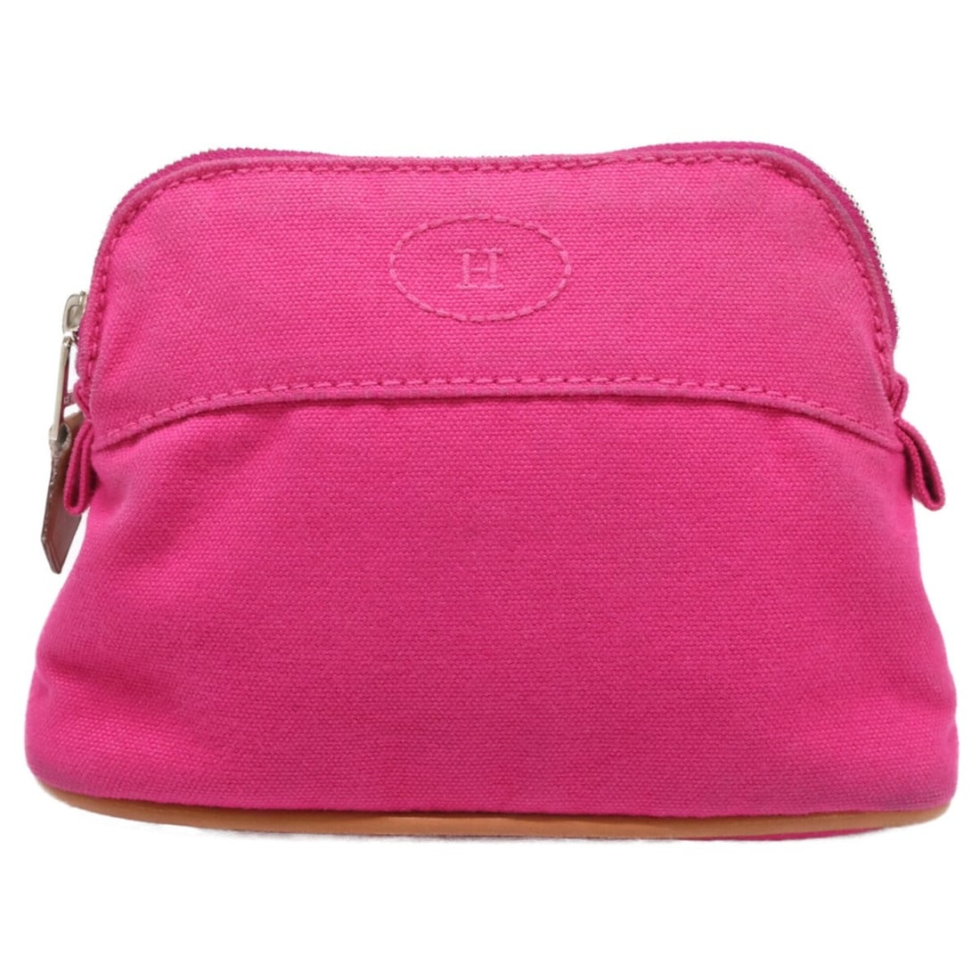 HERMES Bolide Mini Pouch, fuchsia pink, with silver hardware and H logo, for women.: --- Catalog ---Category: SizeSize (HxWxD): 11cm x 15.5cm x 5.5cm / 4.33'' x 6.1'' x 2.16''Category: DesignType: PouchColor: Fuchsia, PinkGender: WomenMaterial: Canvas Hardware Color: SilverCategory: G