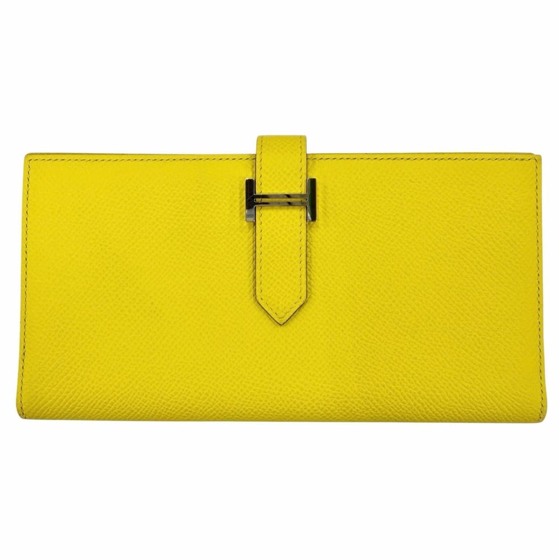 HERMES Bearn Soufflé Veau Epsom Jaune Naple Long Wallet with Silver Hardware, B Stamp, Made in: --- Catalog ---Category: SizeSize (HxWxD): 9cm x 17.5cm / 3.54'' x 6.88''Category: DesignType: Long wallet (bi-fold)Gender: WomenMaterial: Epsom leather Category: GeneralBrand: HermesCountry of Origin
