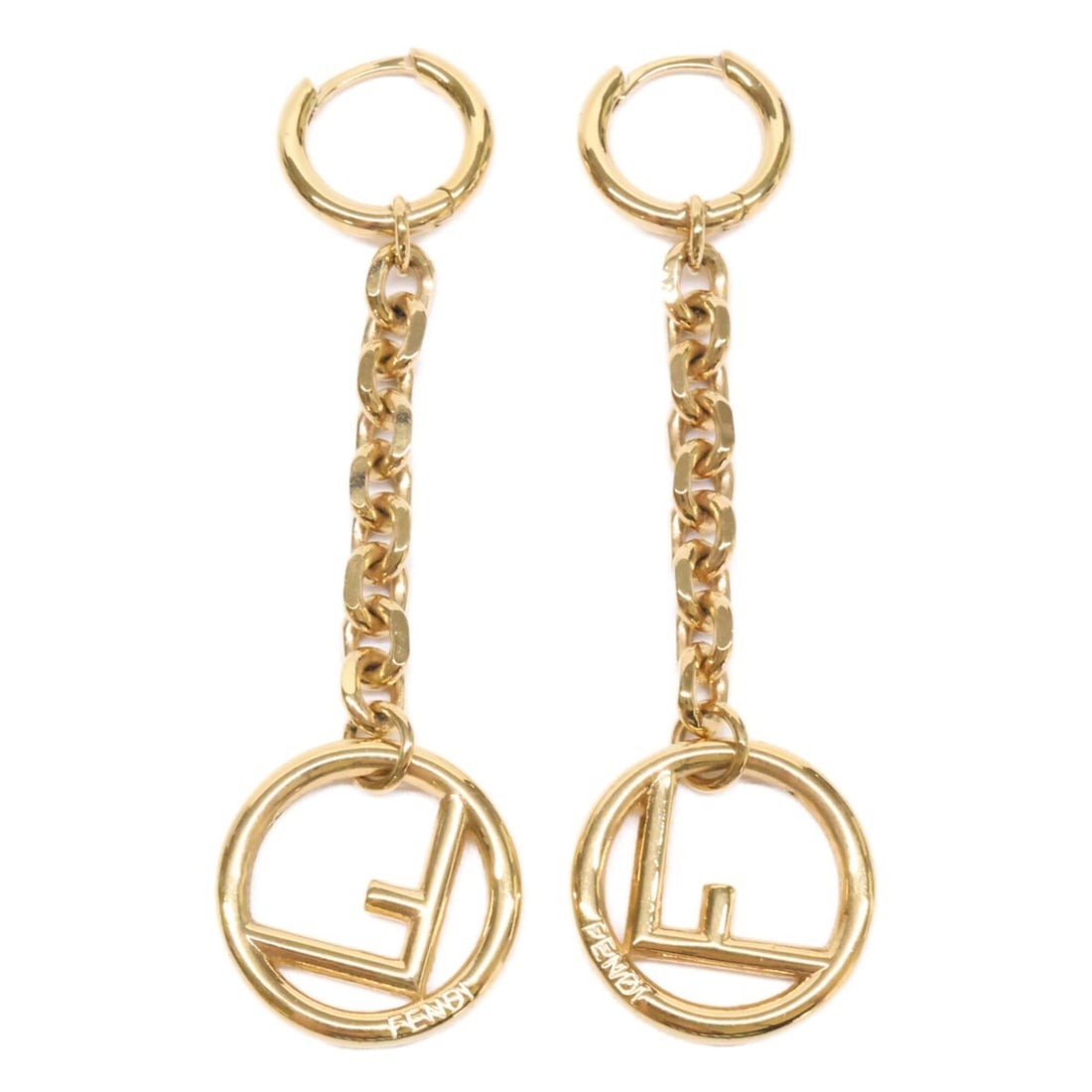 FENDI 1A0920 F is Fendi Chain Earrings, Gold Color, Women's (1 of 13)