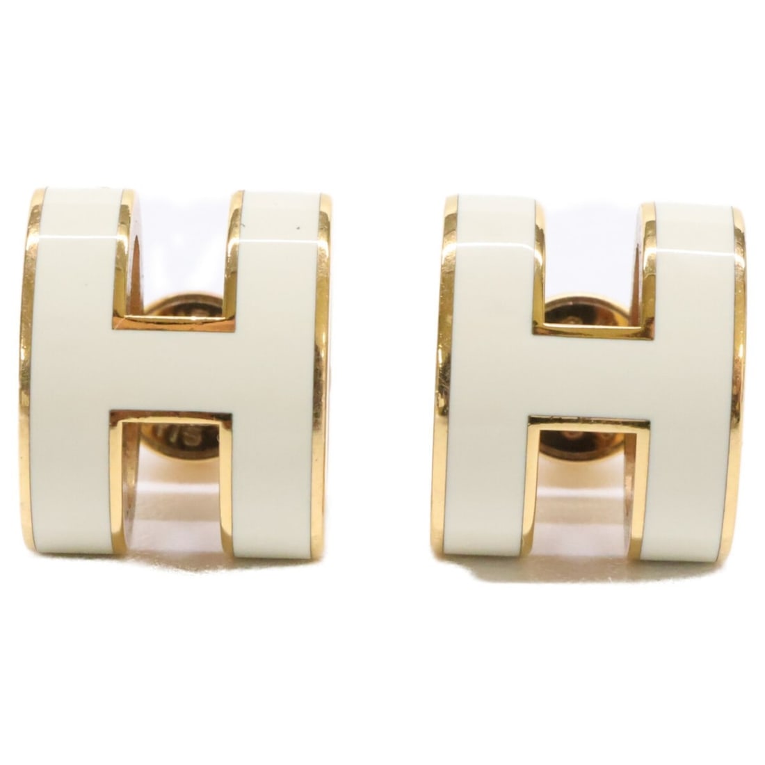HERMES Pop H Earrings, White Gold, Women's: --- Catalog ---Category: SizeSize (HxWxD): 12.00mm x 10.00mm / 0.47'' x 0.39''Category: DesignType: Stud earringsColor: Gold, WhiteGender: WomenMaterial: MetalCategory: GeneralBrand: Hermes--- Item Li