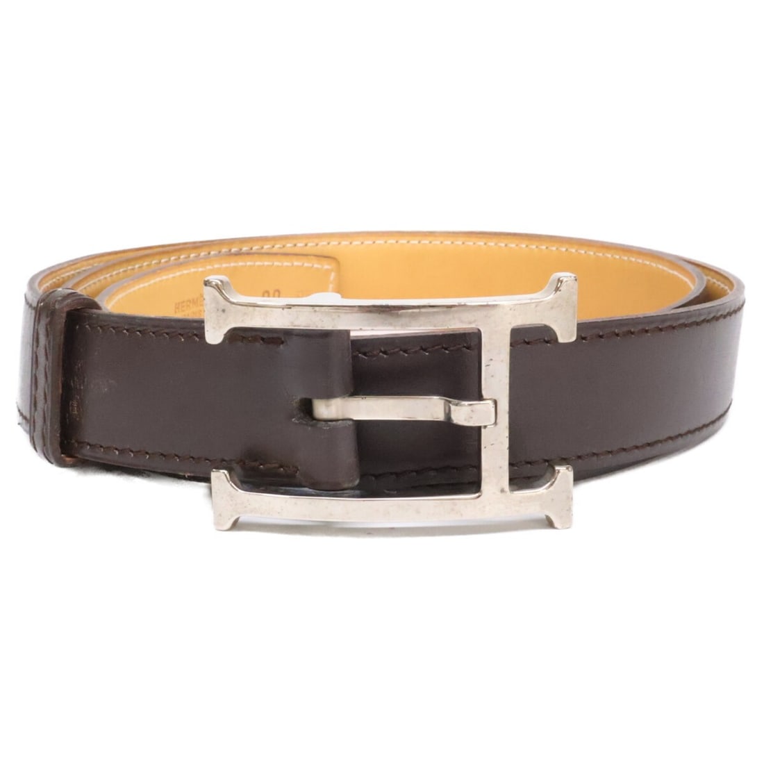 HERMES Hermes H-buckle ?I stamp Leather Belt 90 Dark Brown Men's: --- Catalog ---Category: SizeLength: 85.5cm - 94cm / 33.66'' - 37''Category: DesignType: Standard beltColor: Dark brownGender: MenMaterial (Strap): Leather Category: GeneralBrand: Hermes--- Item List 