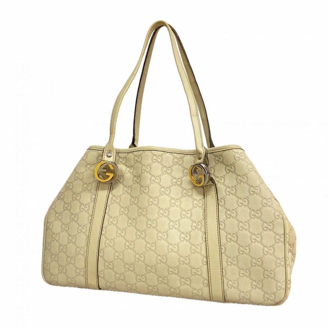 Gucci Tote Bag, Guccissima GG Twins, 232957, Leather, Beige Gold, Women's: --- Catalog ---Category: SizeSize (HxWxD): 23cm x 37cm x 10cm / 9.05'' x 14.56'' x 3.93''Category: DesignType: Tote bagColor: BeigeGender: WomenMaterial: Leather Hardware Color: Gold, SilverCategory: 