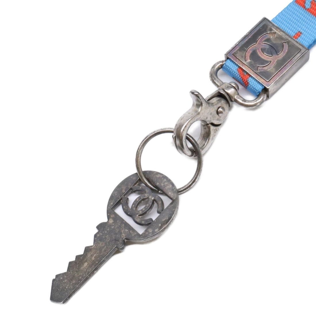 CHANEL 02S Sport Line Key Neck Strap Necklace Silver Blue Orange Women's (1 of 10)