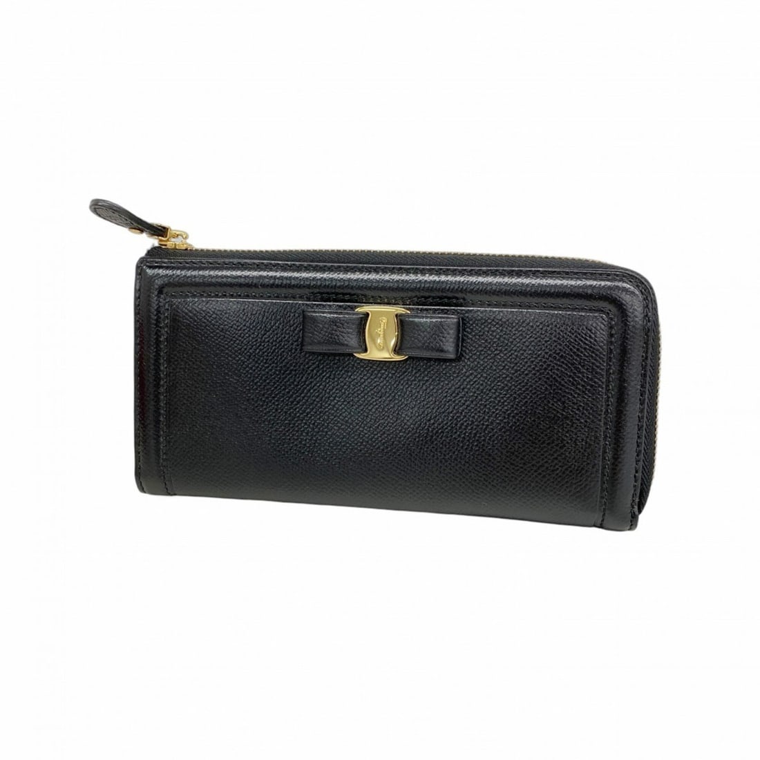 Salvatore Ferragamo Vara Leather Long Wallet, Black, Women's P3006367 (1 of 11)