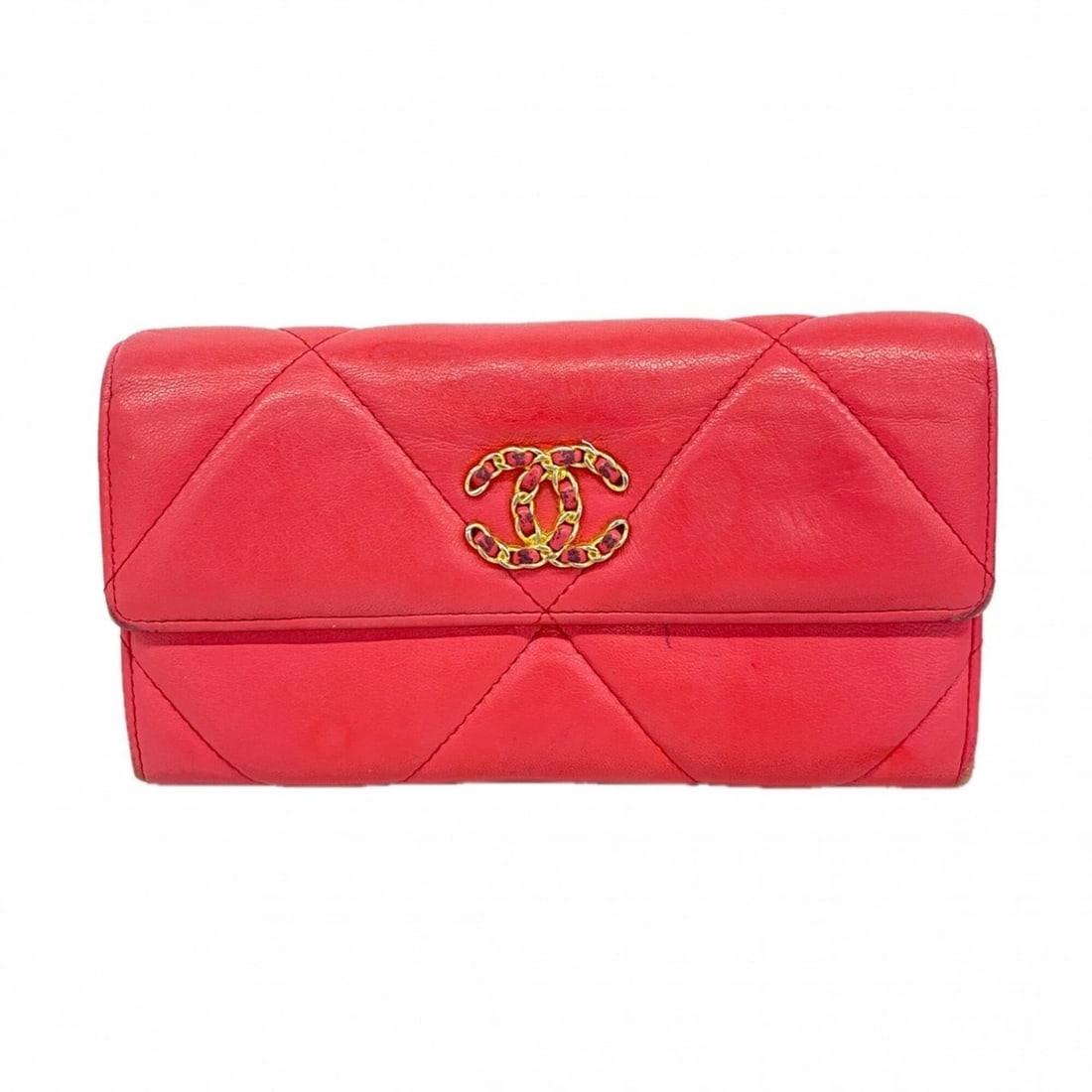 Chanel Long Wallet, 19, Lambskin, Pink, Women's, P2984444: --- Catalog ---Category: SizeSize (HxWxD): 10.5cm x 19cm x 2.5cm / 4.13'' x 7.48'' x 0.98''Category: DesignType: Long wallet (bi-fold)Color: PinkGender: WomenMaterial: Leather Leather/Fur Type: Lambsk