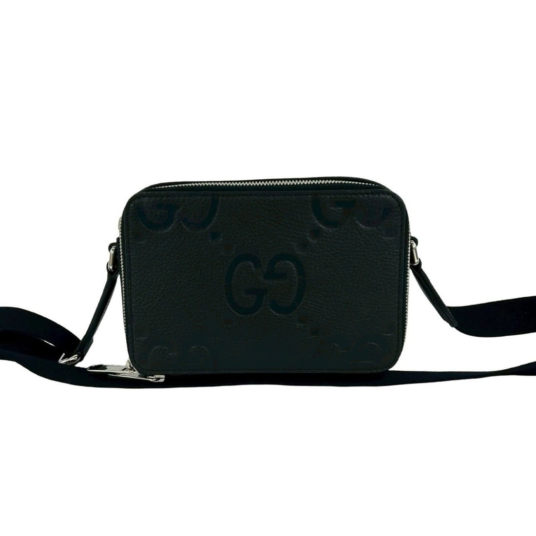 GUCCI Jumbo GG Mini Bag, Leather, Genuine Shoulder Pouch, Sacoche, Black, 37372: --- Catalog ---Category: SizeSize (HxWxD): 12cm x 18cm x 7cm / 4.72'' x 7.08'' x 2.75''Category: DesignType: Pochette, Shoulder bagColor: BlackGender: WomenMaterial: Leather Category: GeneralBrand: Gu