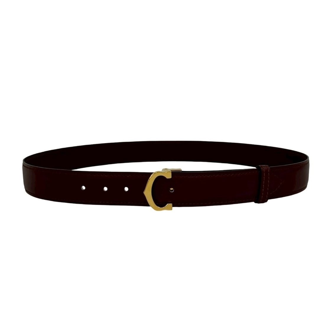 CARTIER Vintage Must Line Leather Belt, Wine Red/Bordeaux, 19139: --- Catalog ---Category: SizeLength: 80.5cm - 88.5cm / 31.69'' - 34.84''Category: DesignType: Standard beltColor: Red colorGender: WomenMaterial (Strap): Leather Category: GeneralBrand: Cartier--- Ite