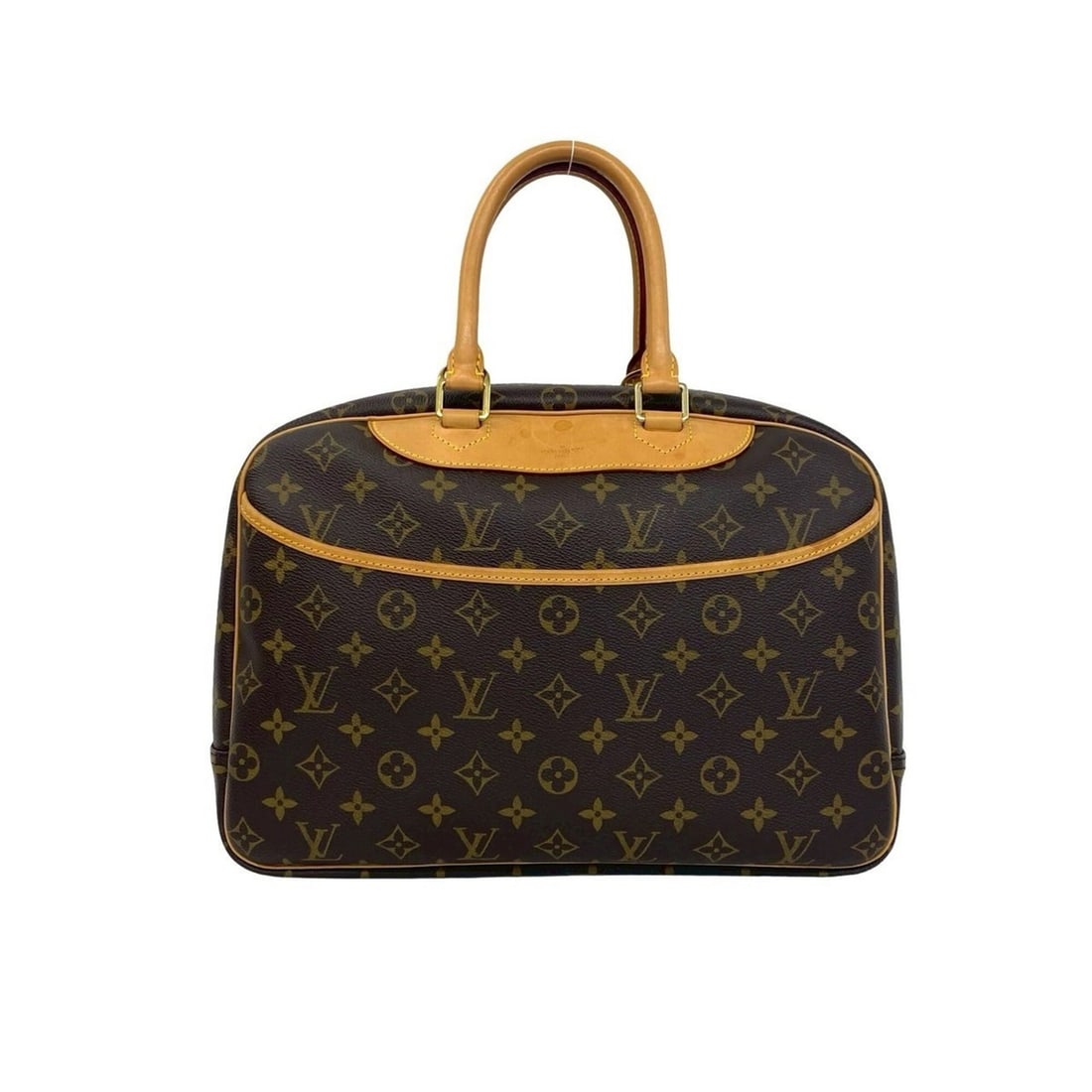 LOUIS VUITTON Vintage Deauville Monogram Leather Handbag Boston Bag Brown 79225 (1 of 10)