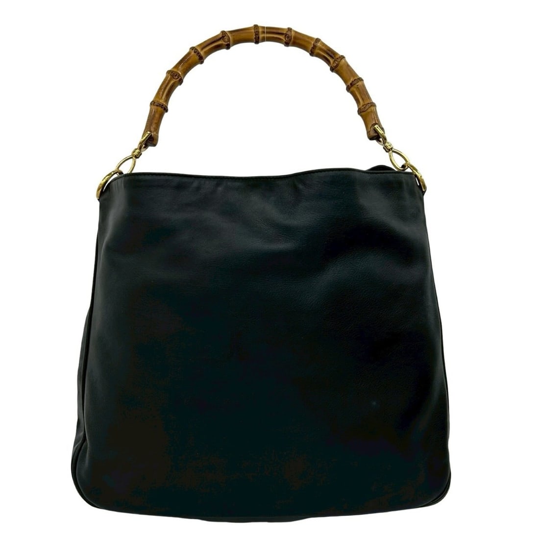 GUCCI Vintage Bamboo Leather Handbag Tote Bag One Shoulder Black 12530: --- Catalog ---Category: SizeSize (HxWxD): 32cm x 38cm x 10cm / 12.59'' x 14.96'' x 3.93''Category: DesignType: Handbag, Shoulder bag, Tote bagColor: BlackGender: WomenMaterial: Bamboo , Leather Categ