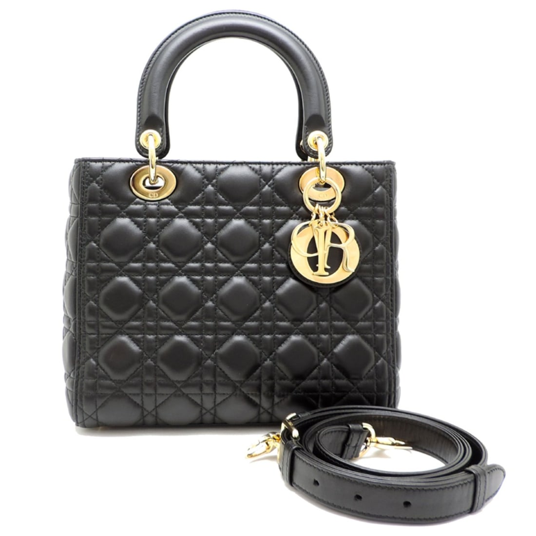 Christian Dior Cannage Lady Medium Women's Handbag M05650NG_M900 (Older Model) Lambskin Black (1 of 19)