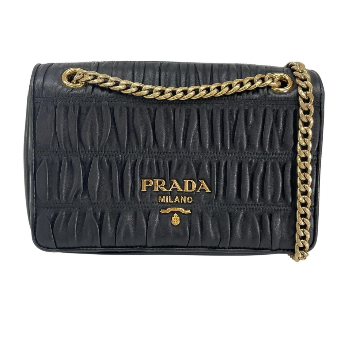 PRADA 1BD147 Shoulder Bag, Leather, Black, Women's (1 of 14)