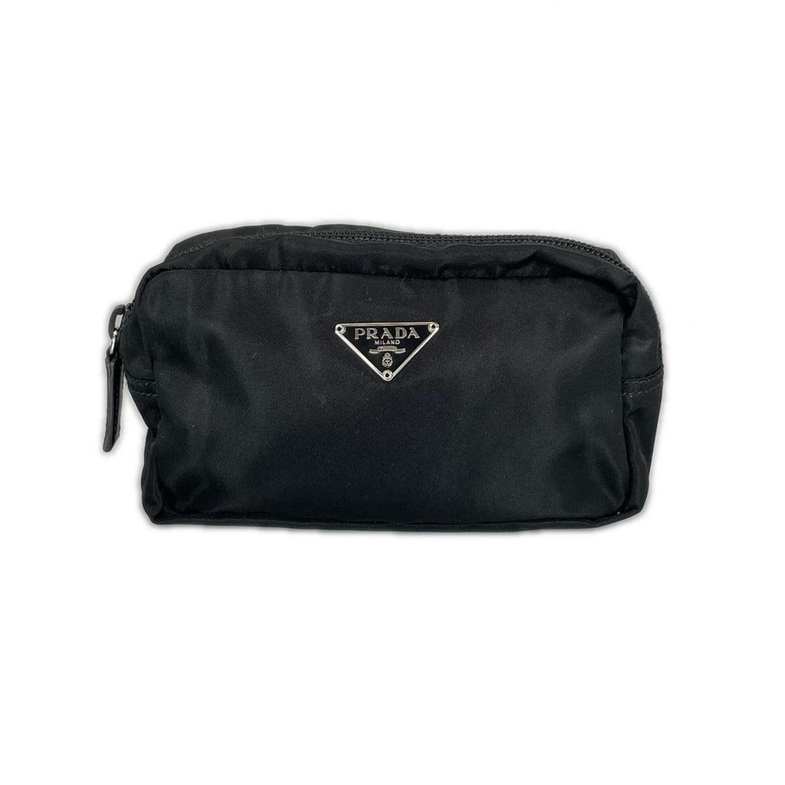 PRADA Triangle Logo Pouch, Nylon, Black, Women's (1 of 13)