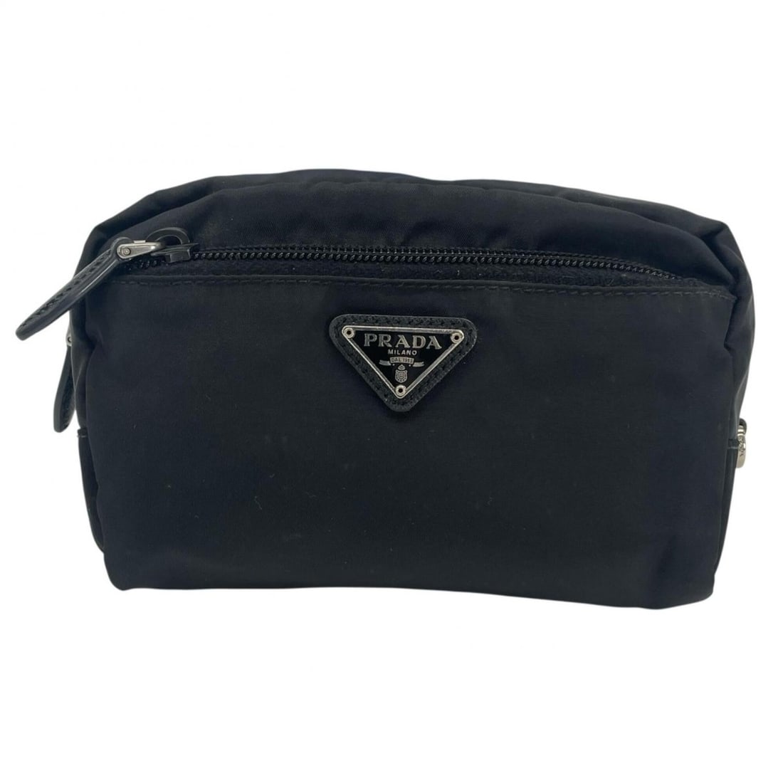 PRADA Prada Triangle Logo Saffiano Pouch Black Women's (1 of 13)