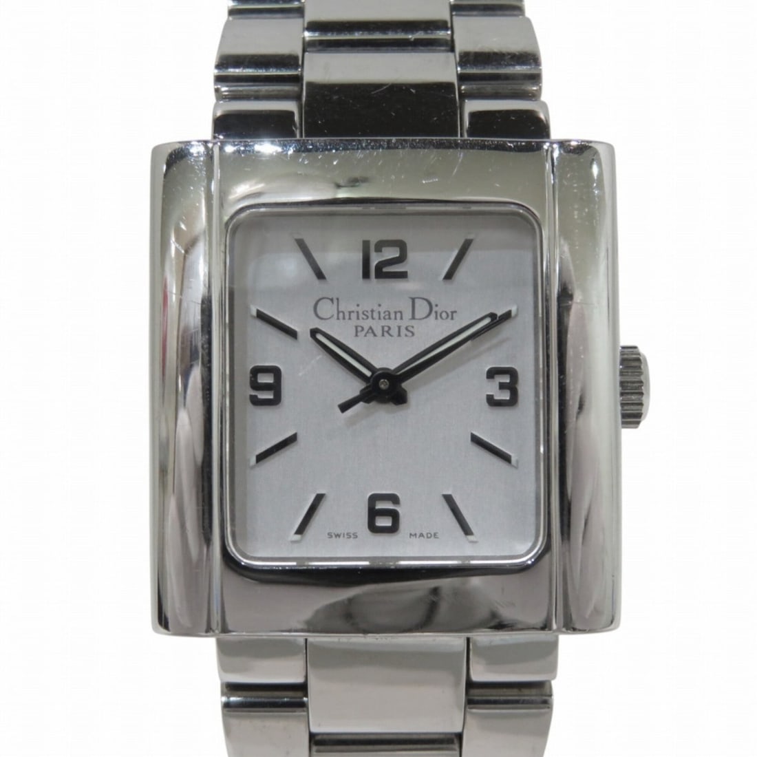 Christian Dior Riva watch, stainless steel, quartz, silver dial, D98-100: --- Catalog ---Category: SizeWrist Size: 17cm / 6.69''Case Diameter: 25mm / 0.98''Category: DesignType: WristwatchGender: Men,WomenColor (Dial): SilverMaterial (Band): Stainless steelMaterial (Case): 