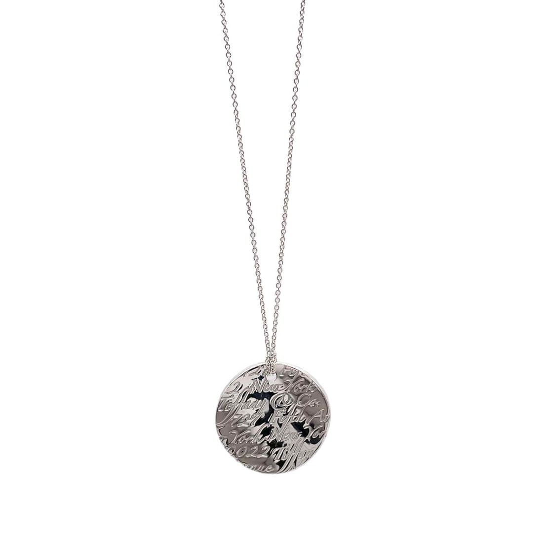 TIFFANY & Co. Notes Round Plate Necklace Pendant, SV925 Silver, Women's (1 of 15)