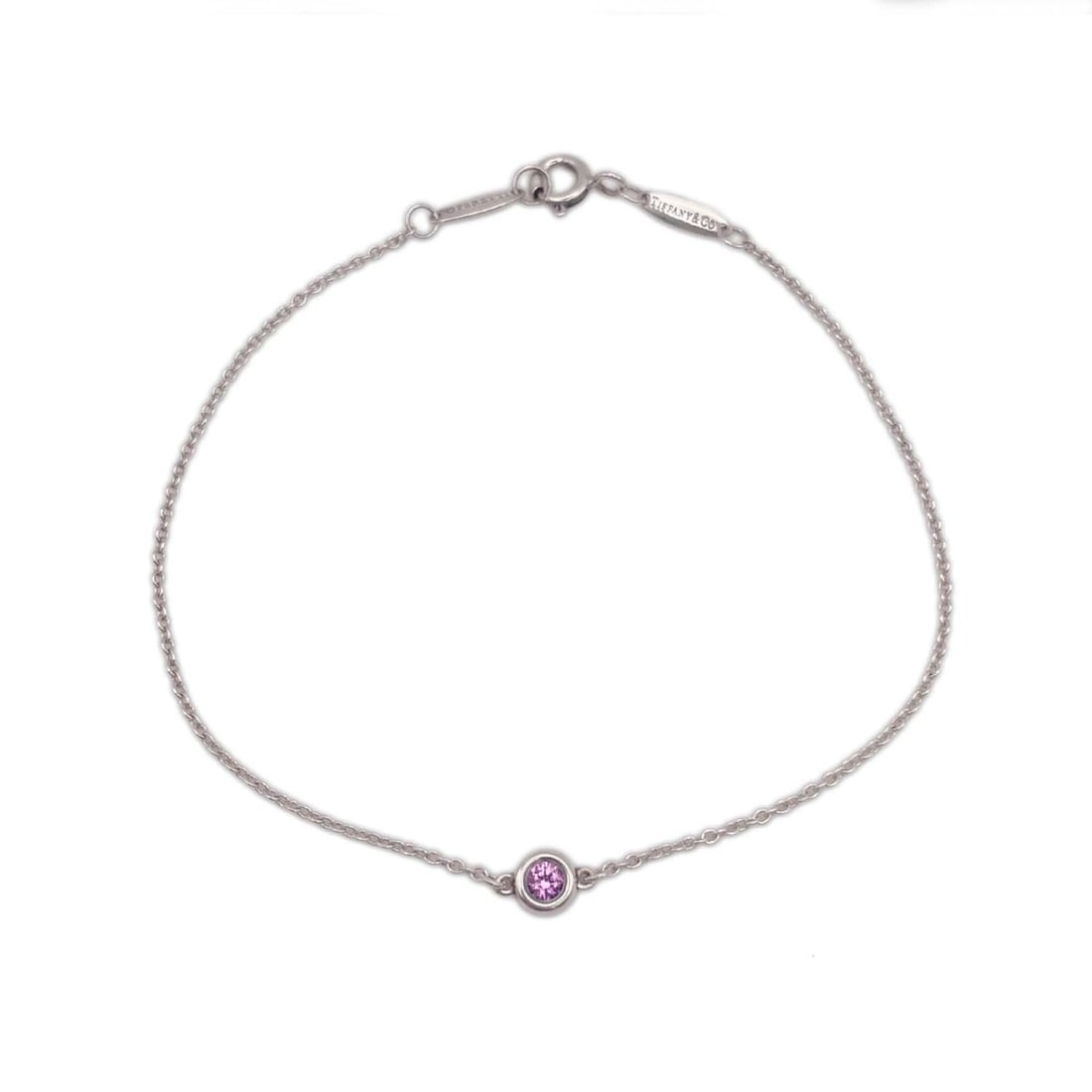 TIFFANY & Co. Color by the Yard Pink Sapphire Bracelet Bangle SV925 18k Silver Women's (1 of 9)