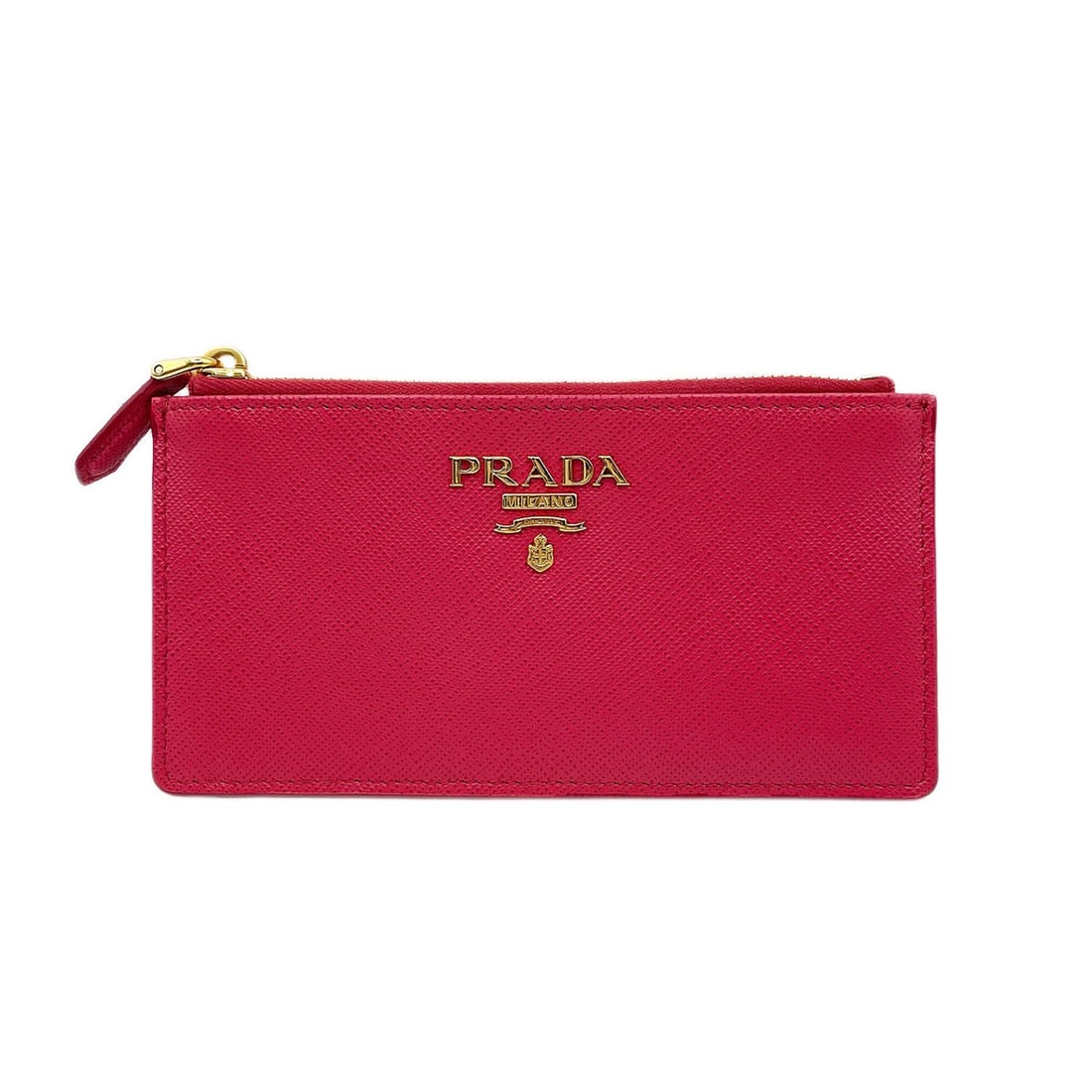 PRADA logo business card holder/card case/key case/wallet/coin case/purse, 1MC054, Saffiano leather,: --- Catalog ---Category: DesignType: Card caseColor: PinkGender: WomenMaterial: Saffiano triangle , Leather Category: GeneralBrand: PradaCategory: Physical PropertiesSize (HxWxD): 8cm x 15.5cm x 3mm /