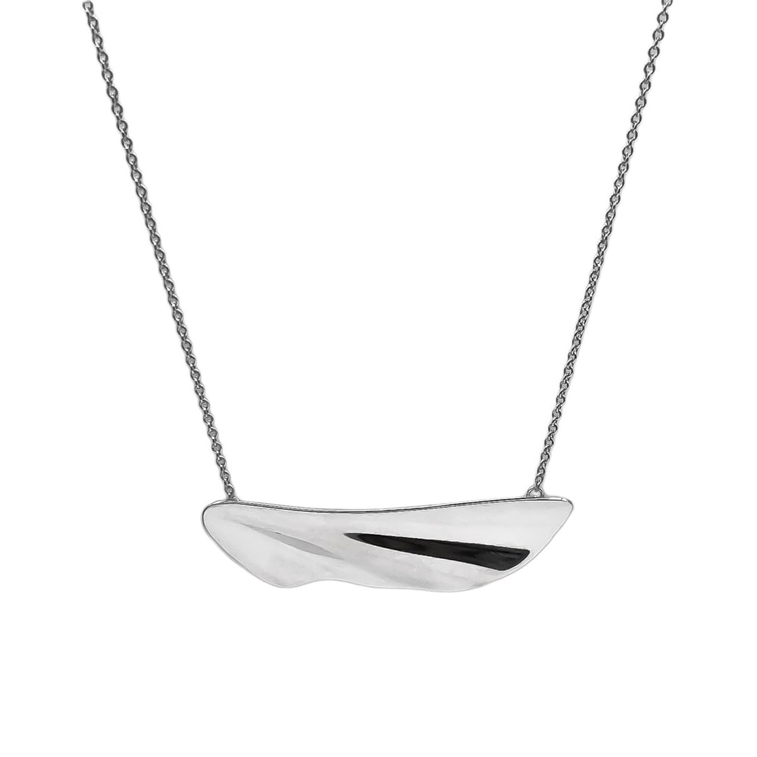 TIFFANY & Co. High Tide Necklace Pendant Feather Ripple Design by Elsa Peretti, SV925 Silver,: --- Catalog ---Category: SizePendant Size: 15mm x 40mm / 0.59'' x 1.57''Neck Circumference: 44 cm / 17.32''Category: DesignColor: SilverGender: WomenMaterial: Silver 925Pendant Type: PendantNecklace T