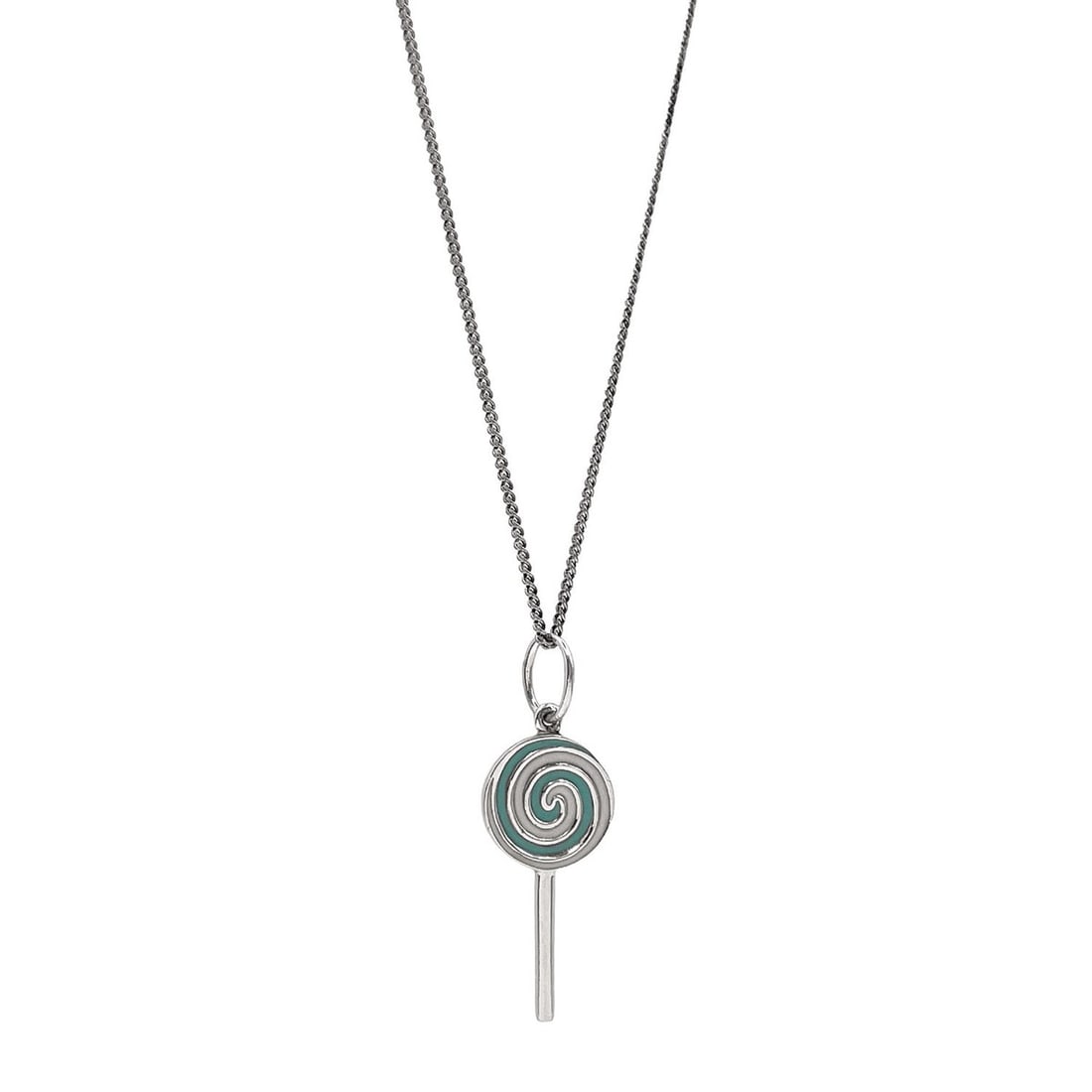 TIFFANY & Co. Lollipop Candy Necklace Pendant, Aftermarket Chain, SV925 Enamel Silver, Women's: --- Catalog ---Category: SizePendant Size: 27mm x 12mm / 1.06'' x 0.47''Neck Circumference: 44 cm / 17.32''Category: DesignColor: SilverGender: WomenMaterial: Enamel, Silver 925Pendant Type: PendantNe