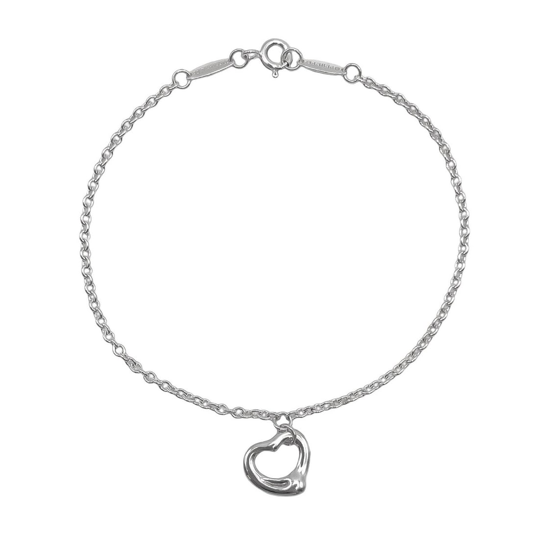 TIFFANY & Co. Open Heart 11mm Bracelet Bangle by Elsa Peretti, SV925 Silver, Women's: --- Catalog ---Category: SizeLength: 17.5cm / 6.88''Category: DesignType: Charm braceletColor: SilverGender: WomenMaterial: Silver 925Category: GeneralBrand: Tiffany--- Item List ---Section: Condition