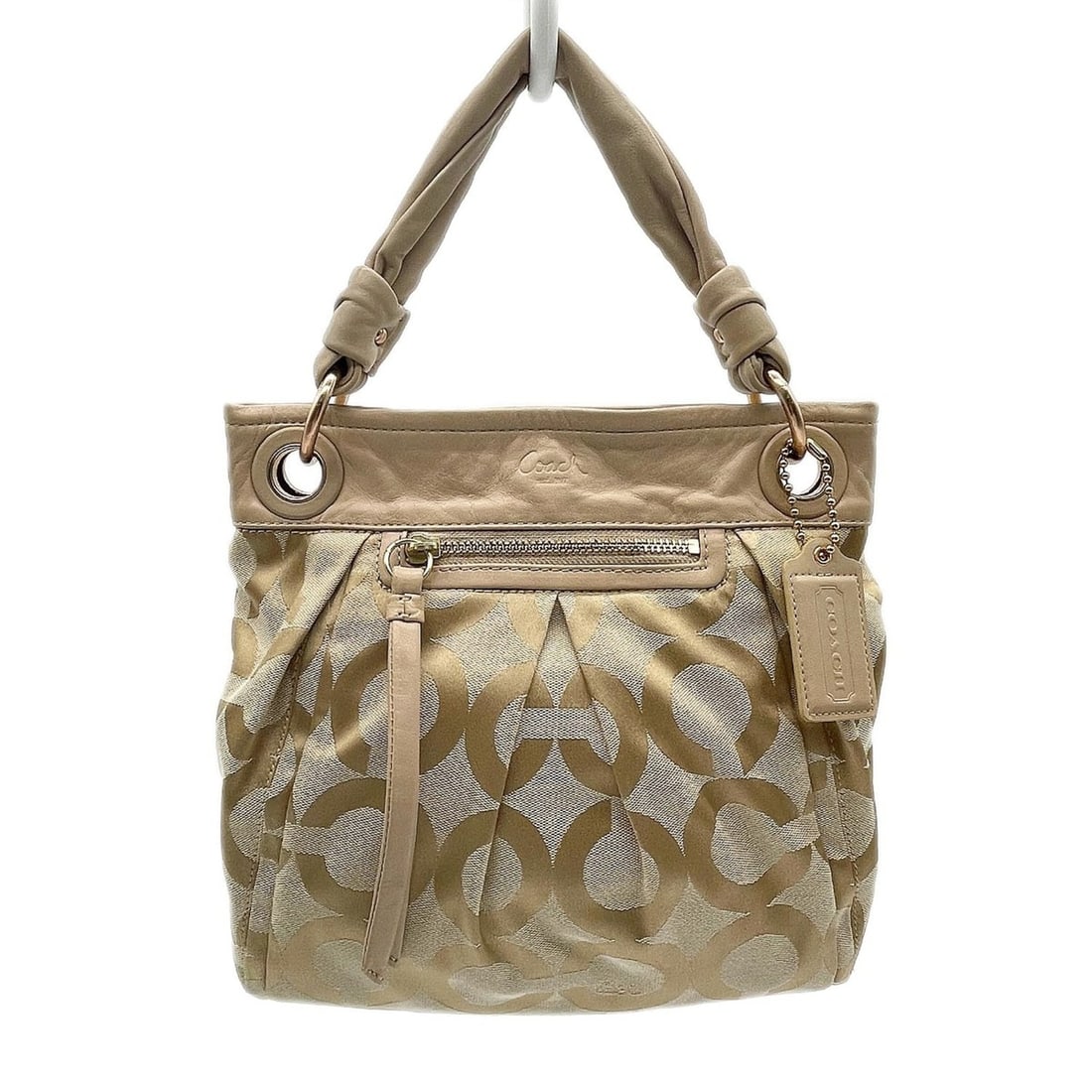 COACH Signature Shoulder Bag, Canvas, Beige, Women's: --- Catalog ---Category: SizeSize (HxWxD): 30cm x 27cm x 8cm / 11.81'' x 10.62'' x 3.14''Category: DesignType: Shoulder bagColor: BeigeGender: WomenMaterial: Canvas , Leather Category: GeneralMPN: 134