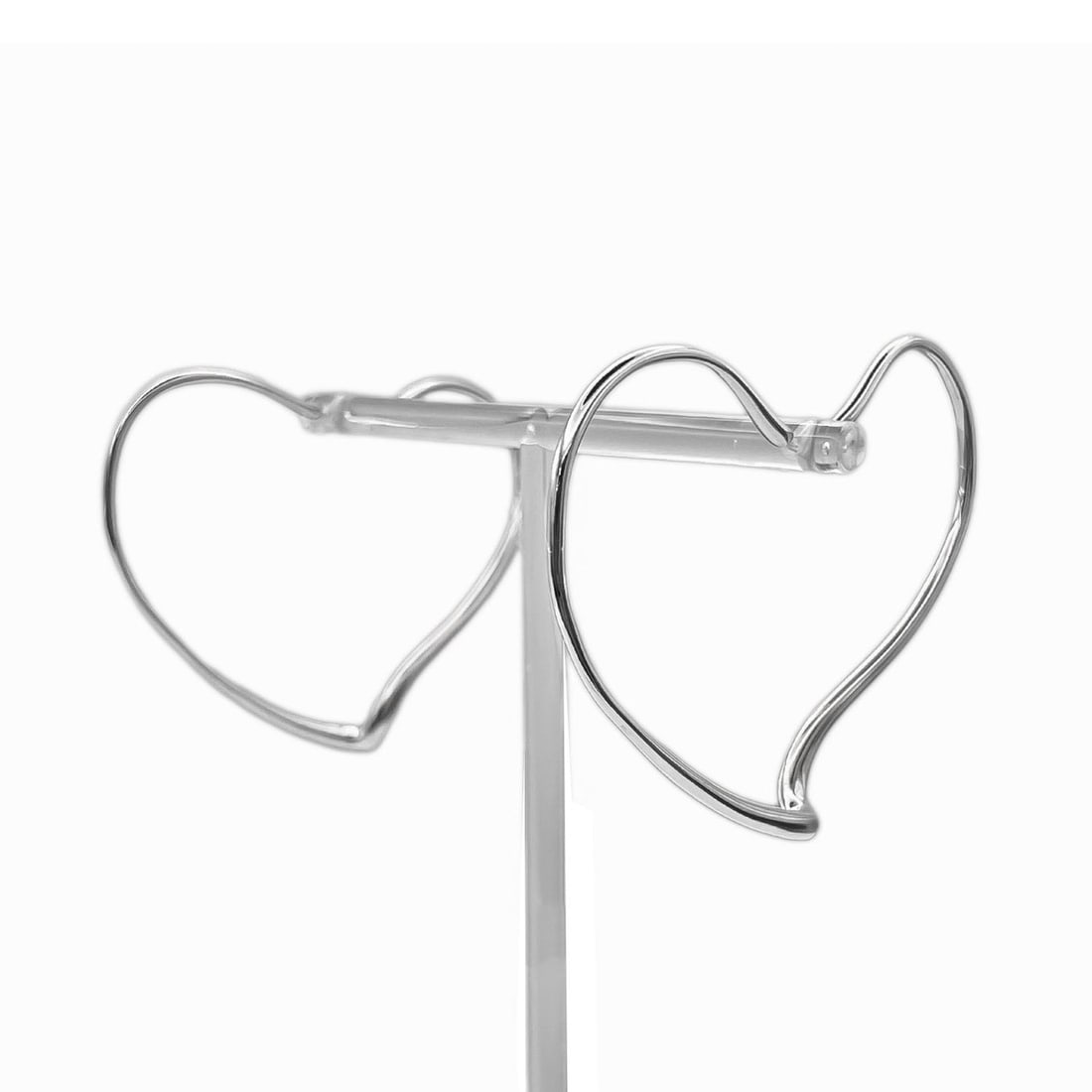 TIFFANY & Co. Open Heart Hoop Earrings, Elsa Peretti Design, SV925, Large, Silver, Women's: --- Catalog ---Category: SizeSize (HxWxD): 53.00mm x 64.00mm / 2.09'' x 2.52''Category: DesignType: Stud earringsColor: SilverGender: WomenMaterial: Silver 925Category: GeneralBrand: Tiffany--- Item