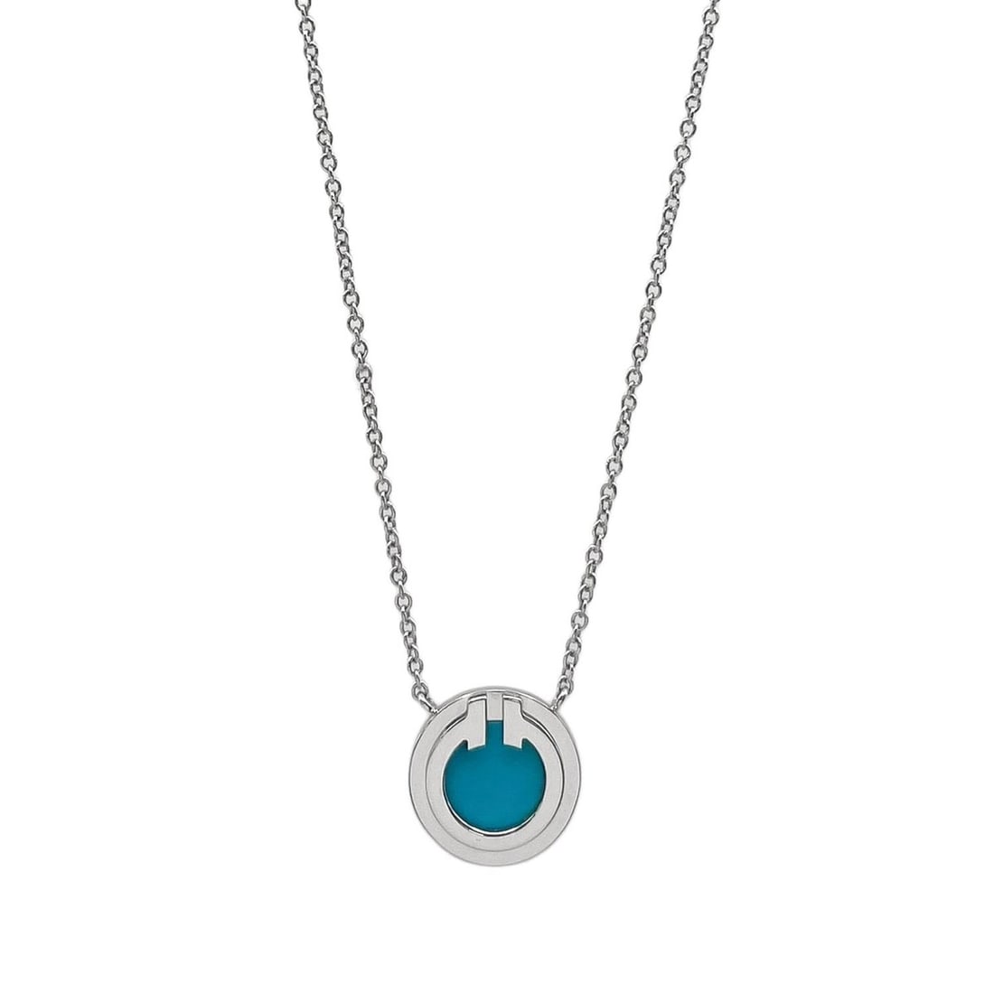 TIFFANY & Co. T Circle Necklace Pendant K18WG Turquoise Silver Women's: --- Catalog ---Category: SizePendant Size: 11mm x 11mm / 0.43'' x 0.43''Neck Circumference: 4.5 cm / 1.77''Category: DesignColor: White goldStone: TurquoiseGender: WomenMaterial: White gold