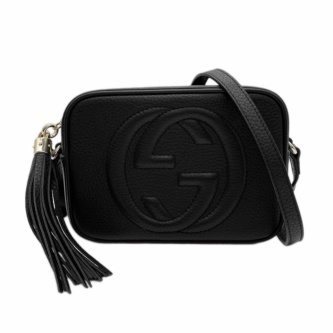 GUCCI Soho Shoulder Bag, Leather & Canvas, Black, Women's: --- Catalog ---Category: SizeSize (HxWxD): 15cm x 20cm x 7cm / 5.9'' x 7.87'' x 2.75''Category: DesignType: Shoulder bagColor: BlackGender: WomenMaterial: Leather , Canvas Category: GeneralMPN: 308364