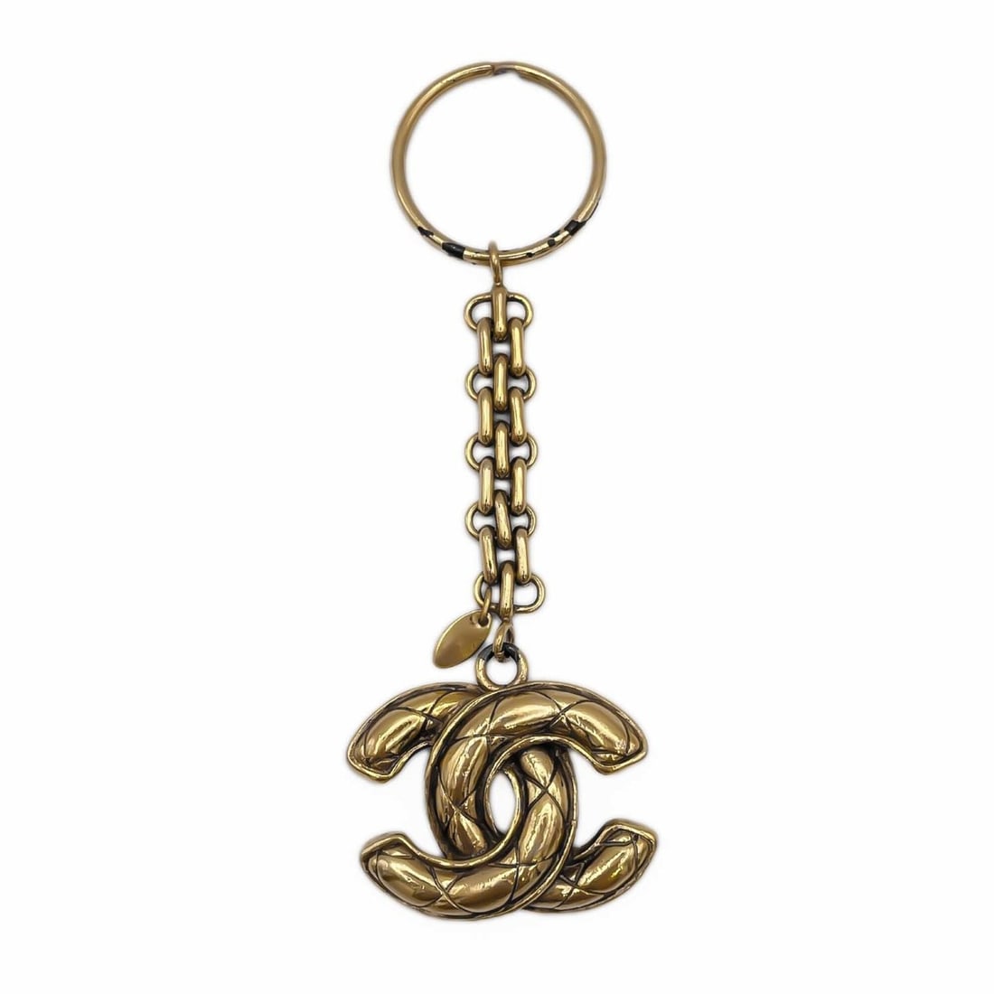 CHANEL Coco Mark Matelassé Vintage Keychain Keyring Metal Gold Men's Women's (1 of 20)