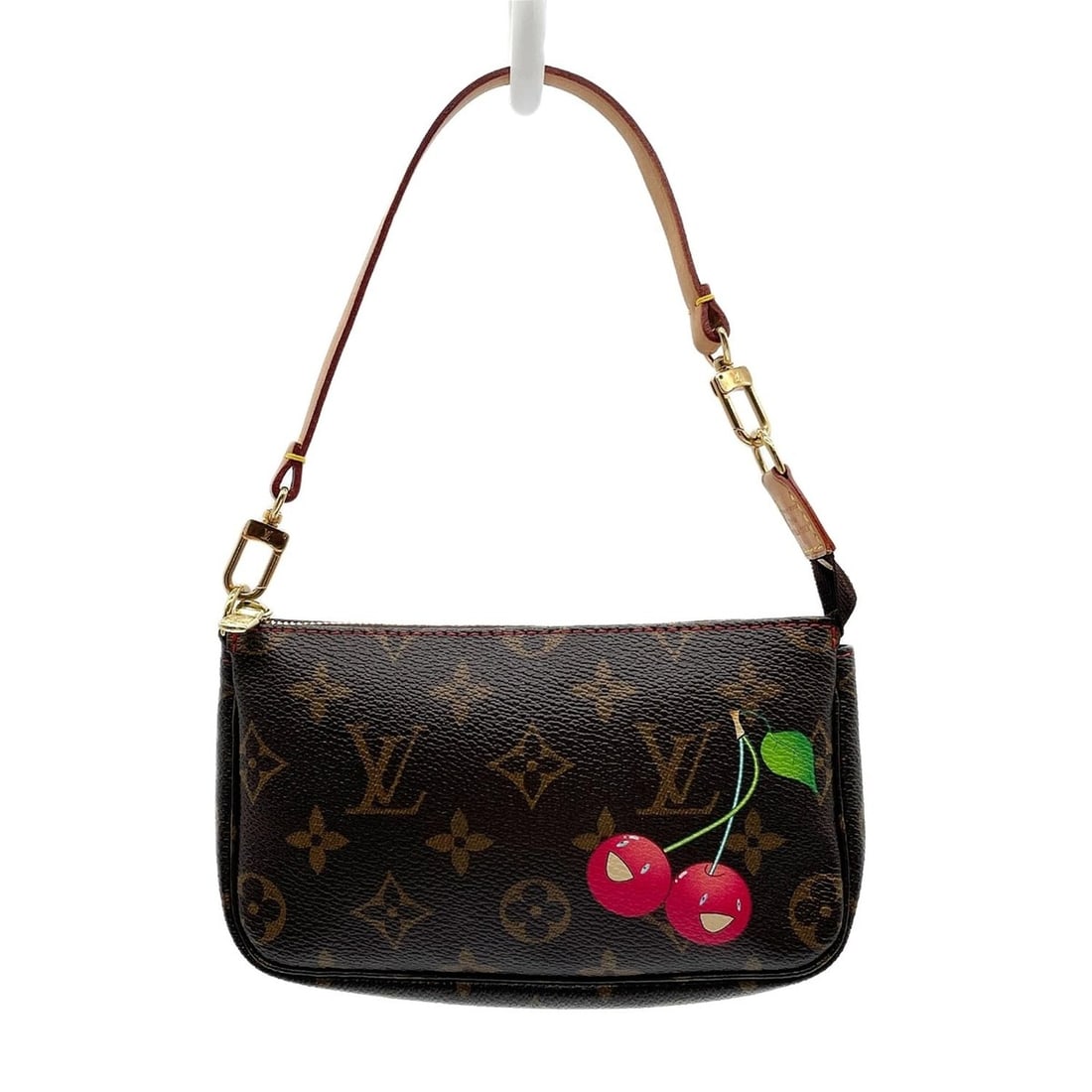 LOUIS VUITTON Louis Vuitton Pochette Accessoires Monogram Cherry Handbag Takashi Murakami: --- Catalog ---Category: SizeSize (HxWxD): 11cm x 17cm x 2.5cm / 4.33'' x 6.69'' x 0.98''Category: DesignType: HandbagColor: BrownGender: WomenMaterial: Coated canvas , PVC Category: GeneralMPN: M9500