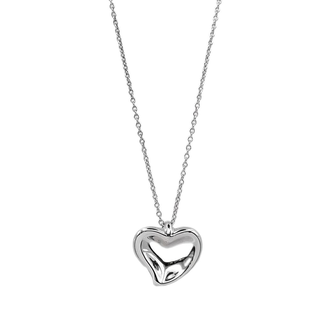 TIFFANY & Co. Curved Heart Necklace Pendant by Elsa Peretti, SV925 Silver, for Men and Women: --- Catalog ---Category: SizePendant Size: 12mm x 15mm / 0.47'' x 0.59''Neck Circumference: 41 cm / 16.14''Category: DesignColor: SilverGender: Men,Women,UnisexMaterial: Silver 925Pendant Type: Pendan