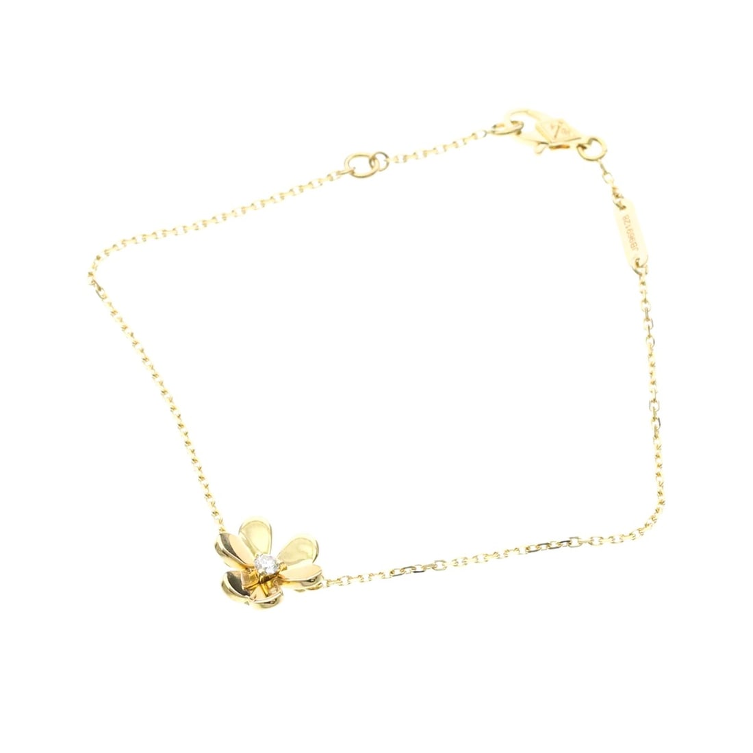 Van Cleef & Arpels Frivole Mini Bracelet Yellow Gold (18K) Diamond Polished: --- Catalog ---Category: SizeLength: 16cm - 17cm / 6.29'' - 6.69''Weight: 2.1g / 0.07oz.Stone Size (HxW): 16.3cm x 16.3cm / 6.41'' x 6.41''Category: DesignType: Charm braceletColor: GoldMetal: GoldSto