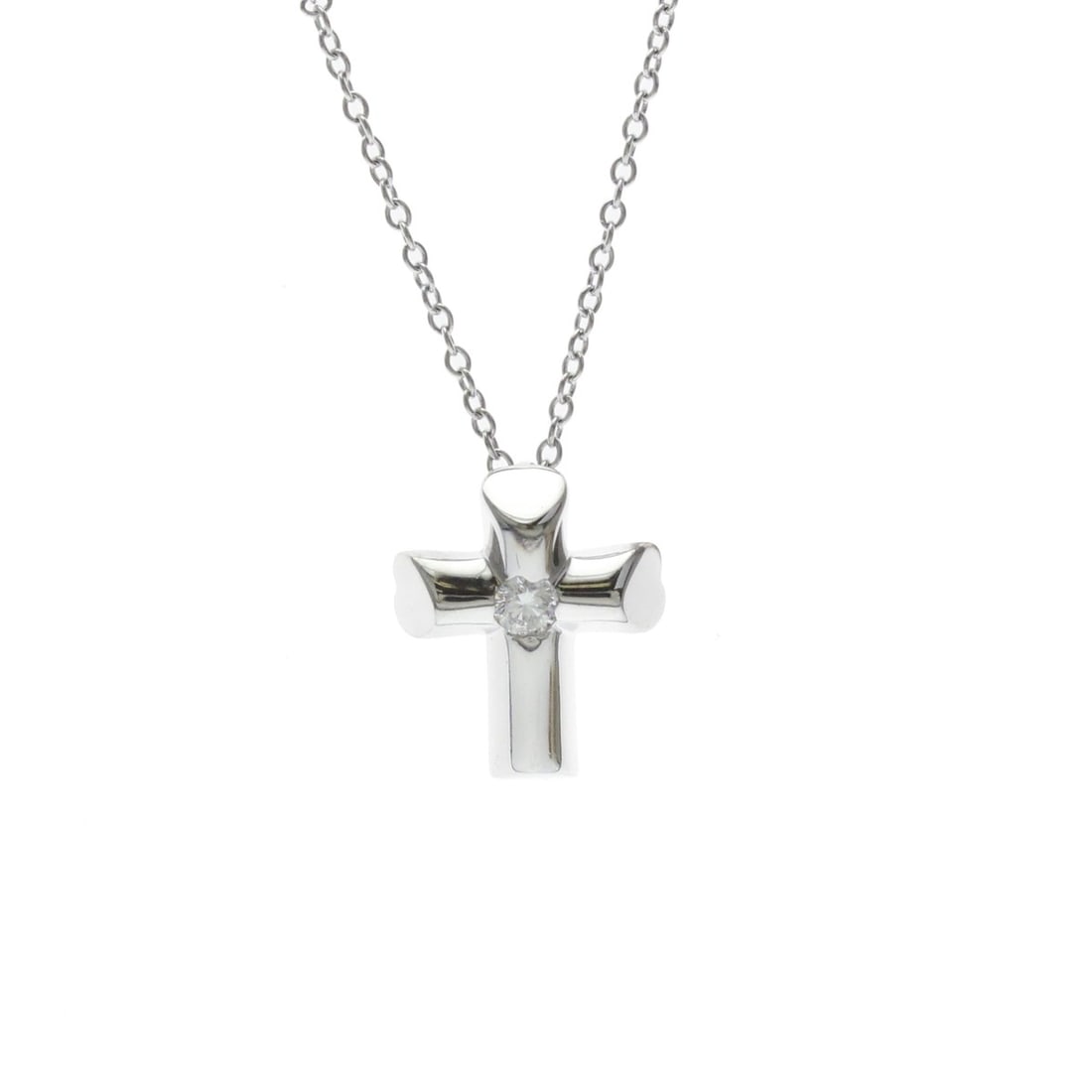 TIFFANY Tenderness Heart Cross Necklace White Gold (18K) Diamond Polished (1 of 20)