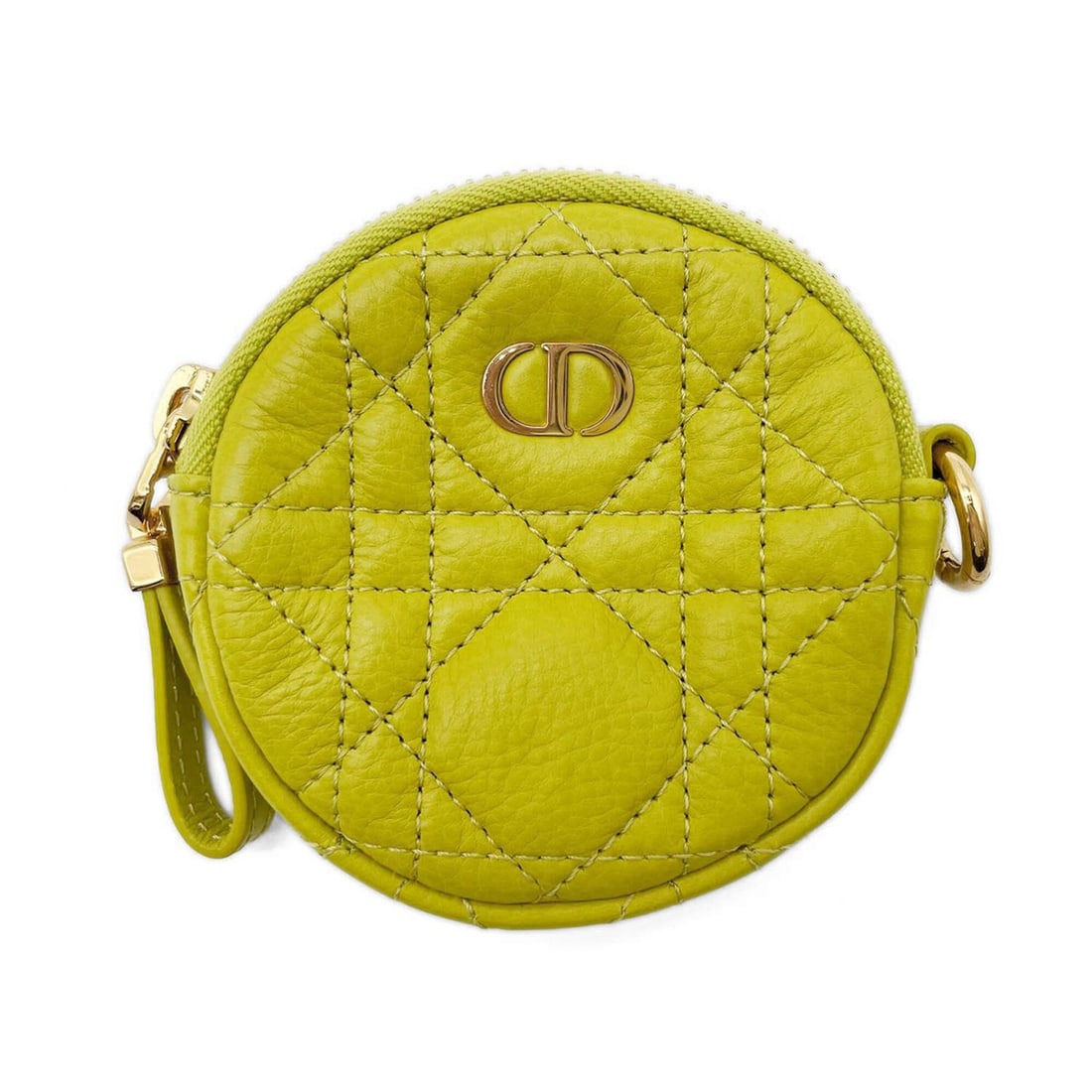 Christian Dior Dior CD Icon Wallet/Coin Case, Leather, Green, Men's/Women's: --- Catalog ---Category: SizeSize (HxWxD): 9.5cm x 9.5cm x 1.5cm / 3.74'' x 3.74'' x 0.59''Category: DesignType: Coin purse/coin caseColor: Green, YellowGender: Men,WomenMaterial: Leather Category: Ge