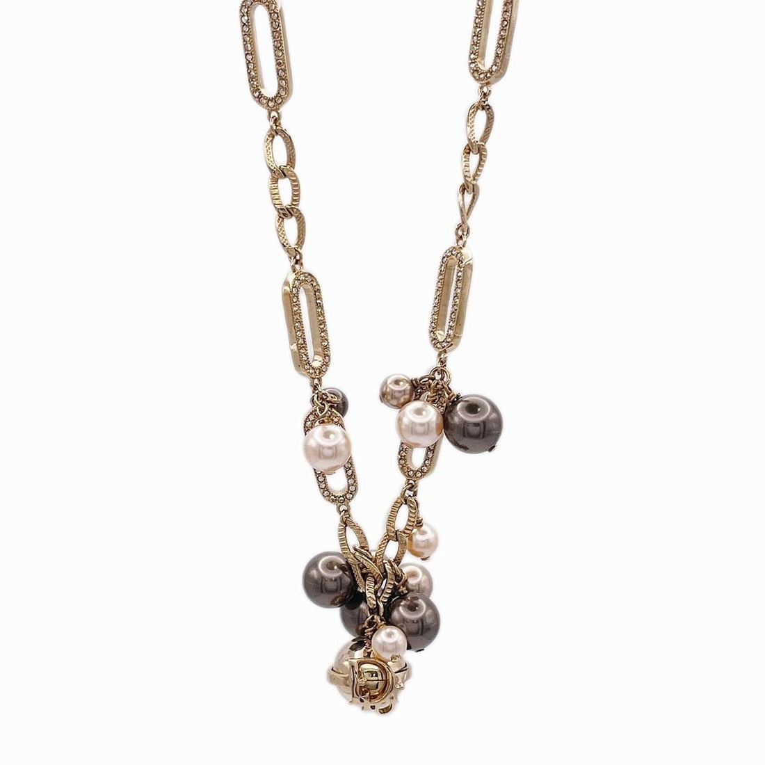 Christian Dior Dior Rhinestone Costume Pearl Necklace Pendant, Gold, for Women (1 of 15)