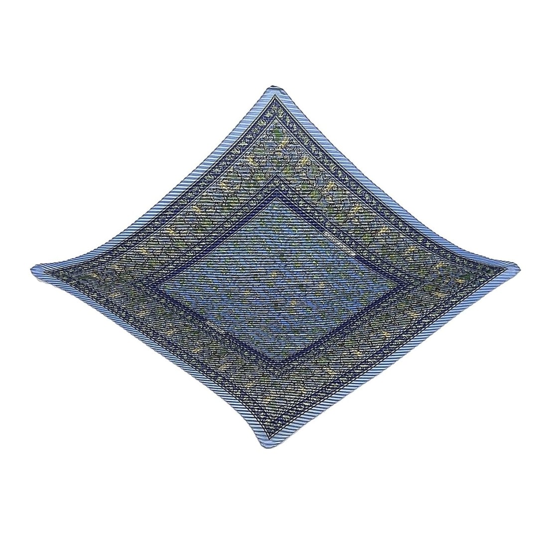 HERMES Carre 90 Pleated Scarf CHASSE EN INDE (Indian Hunting) - Silk, Blue, Men's & Women's. (1 of 10)